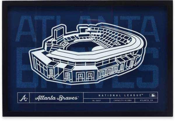 Open Road Brands Atlanta Braves Navy Stadium Glass Framed Sign