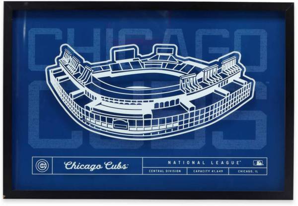 Open Road Brands Chicago Cubs Royal Stadium Glass Framed Sign