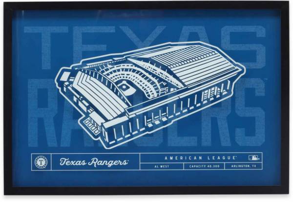 Open Road Brands Texas Rangers Royal Stadium Glass Framed Sign product image