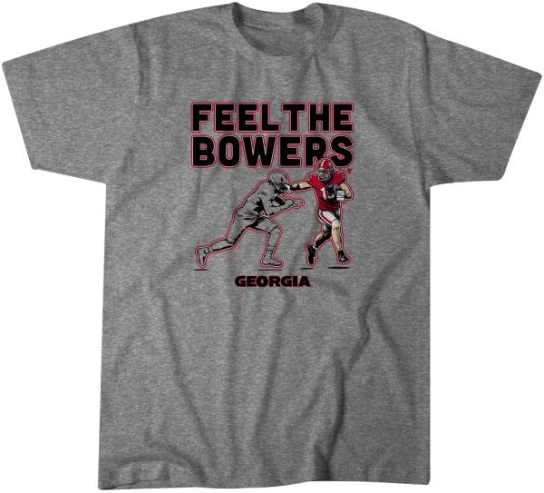BreakingT Georgia Bulldogs Grey Brock Bowers 'Feel the Bowers' T-Shirt product image