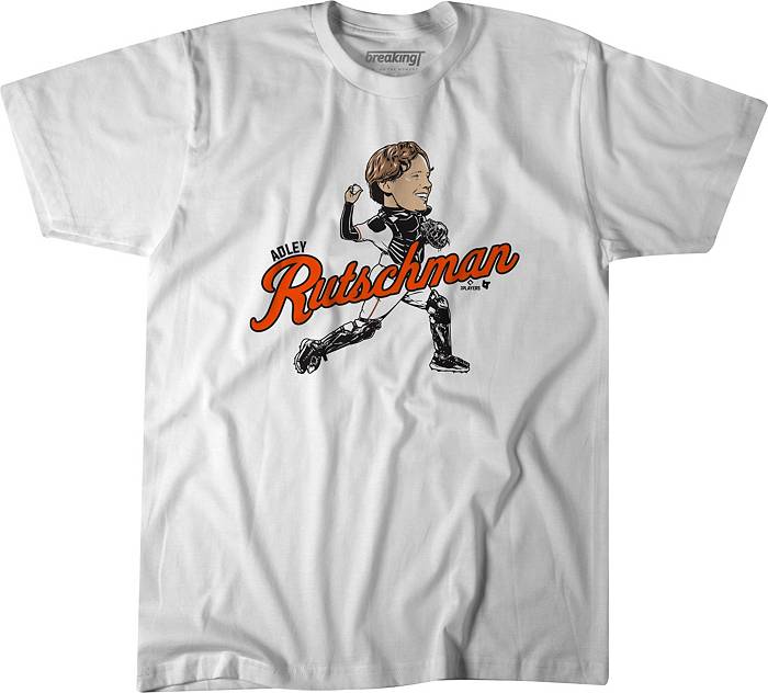 BreakingT Youth Baltimore Orioles Adley Rutschman Caricature White Graphic  T-Shirt