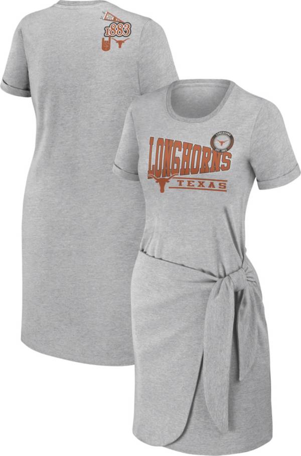 WEAR by Erin Andrews Women's Texas Longhorns Grey Knotted T-Shirt Dress product image