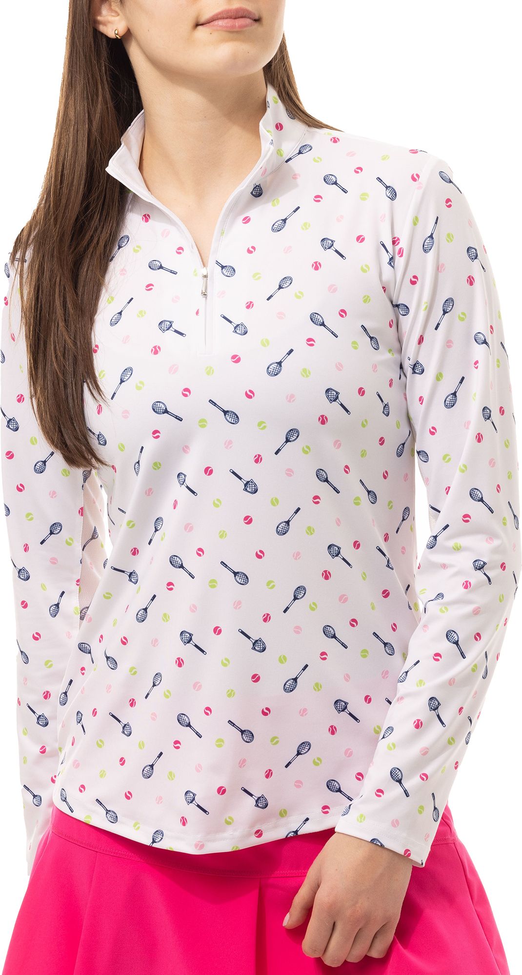 SanSoleil Women's SOLCOOL Print Mock Tennis ¼ Zip product image