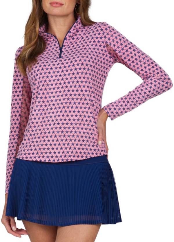 IBKUL Women's Stars & Stripes Long Sleeve Mock Neck Golf Shirt Dick's