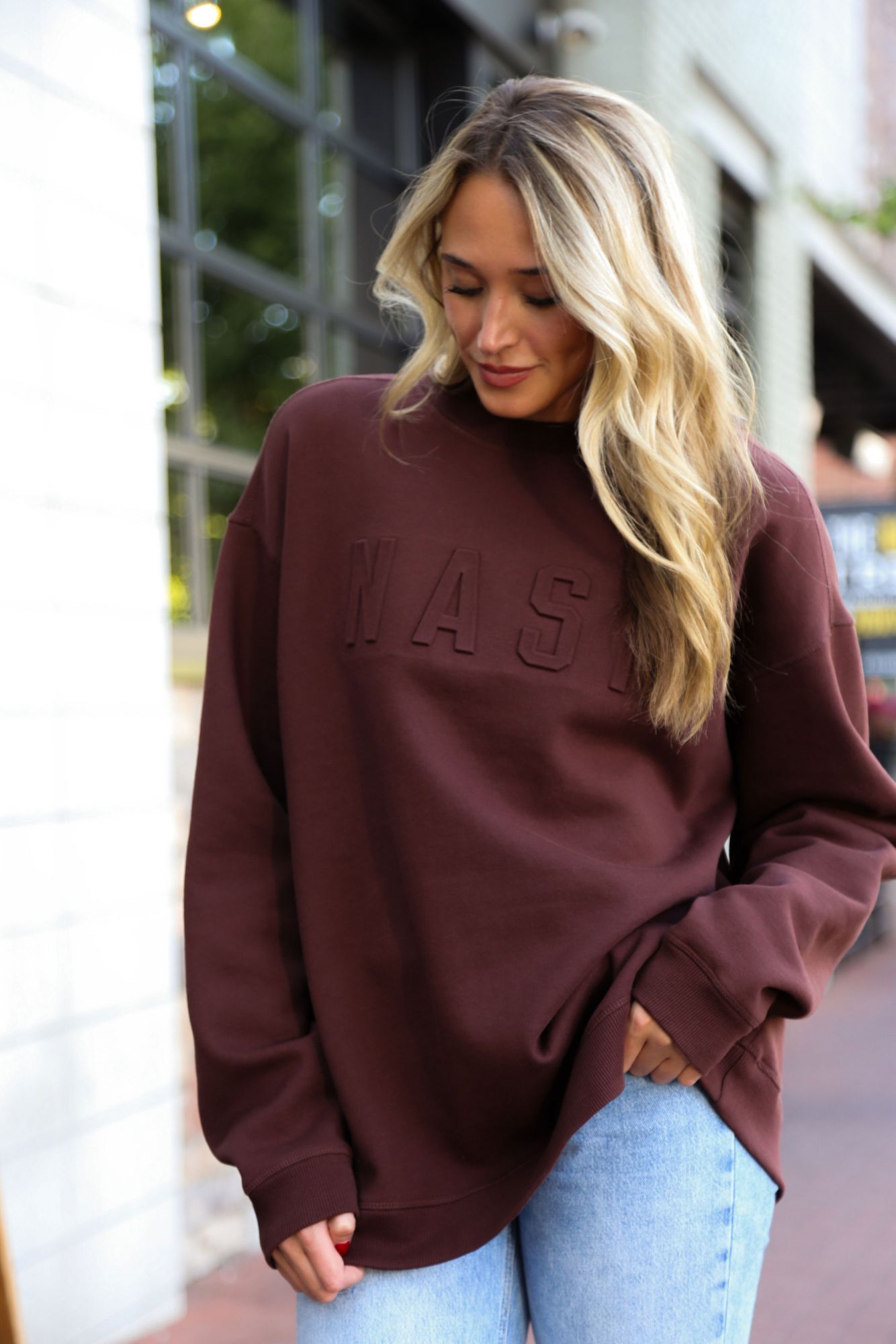 Nash Women's Dark Brown Iconic Crew Pullover Sweatshirt product image