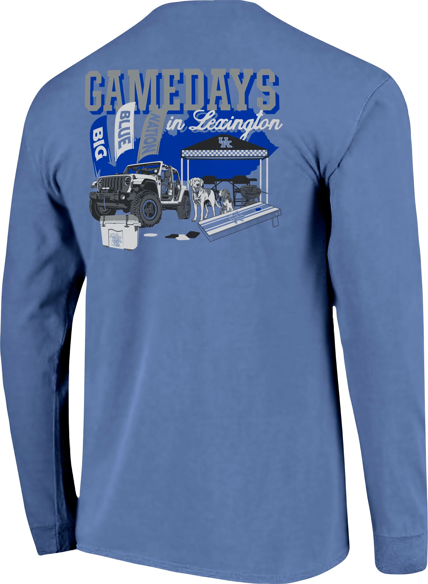 Image One Men's Kentucky Wildcats Blue Tailgate Flag Dog Long Sleeve T-Shirt product image
