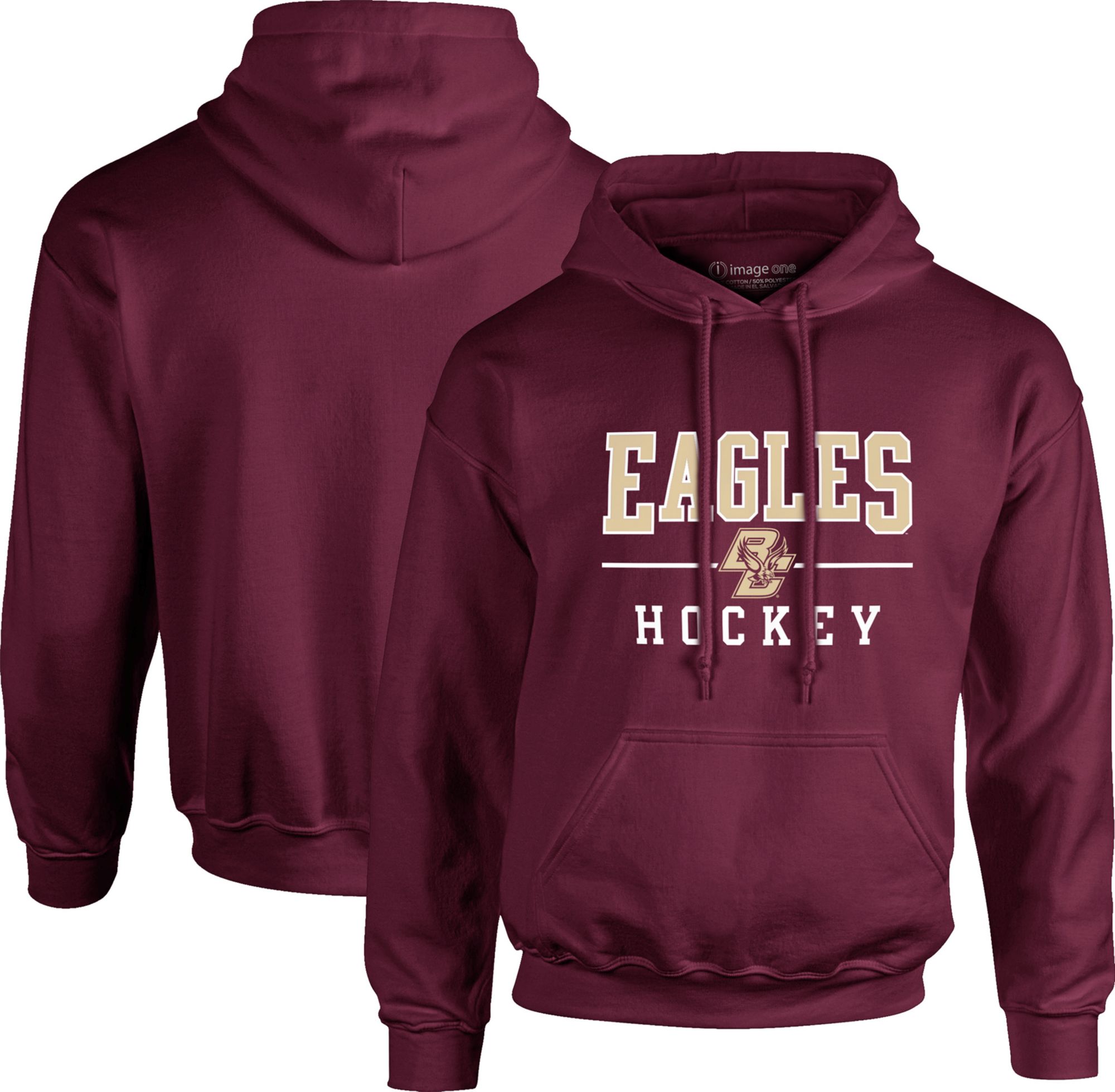 Image One Men's Boston College Eagles Maroon Hockey Line Fleece Pullover Hoodie product image