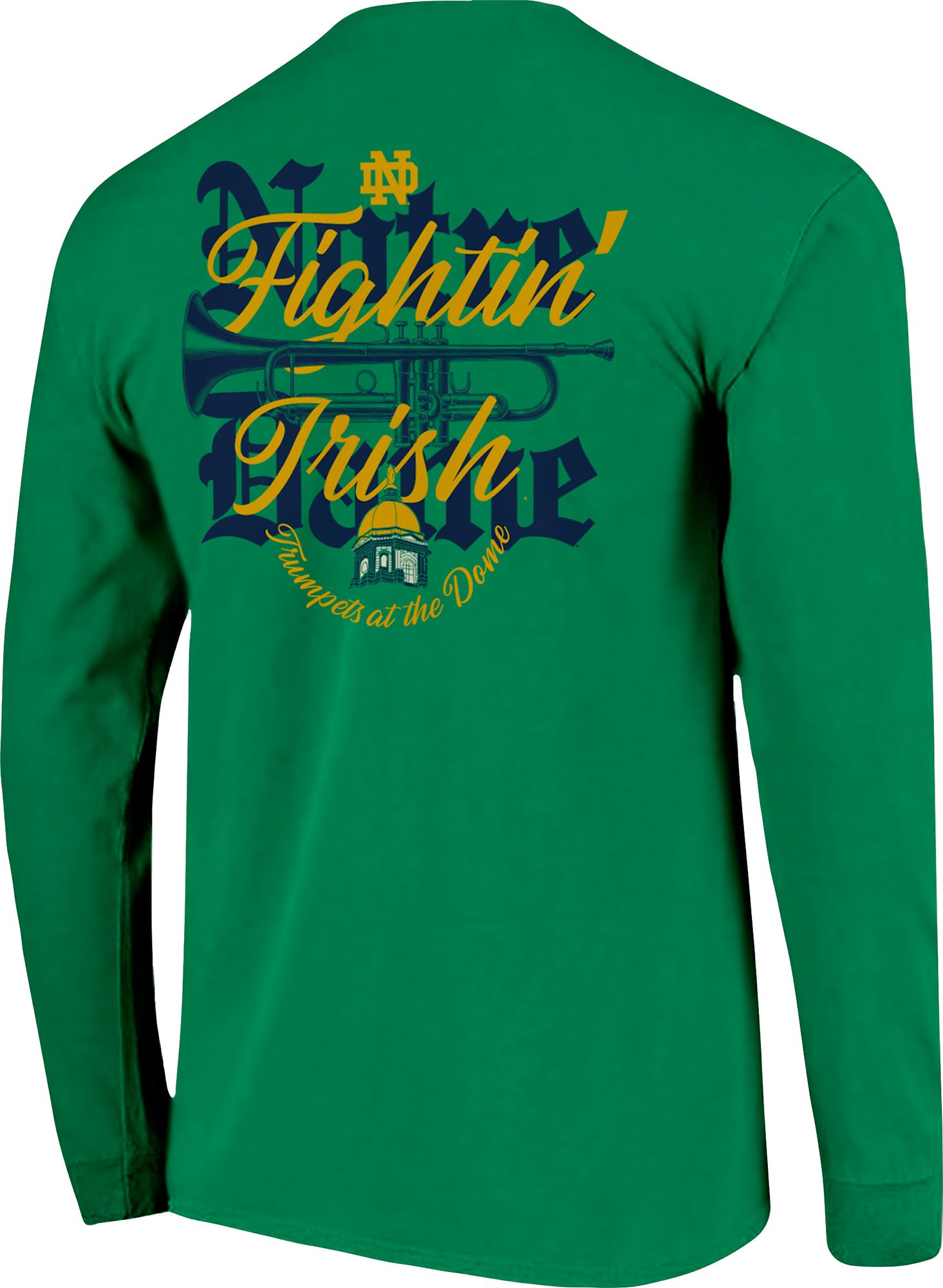 Image One Men's Notre Dame Fighting Irish Green Trumpets Long Sleeve T-Shirt product image