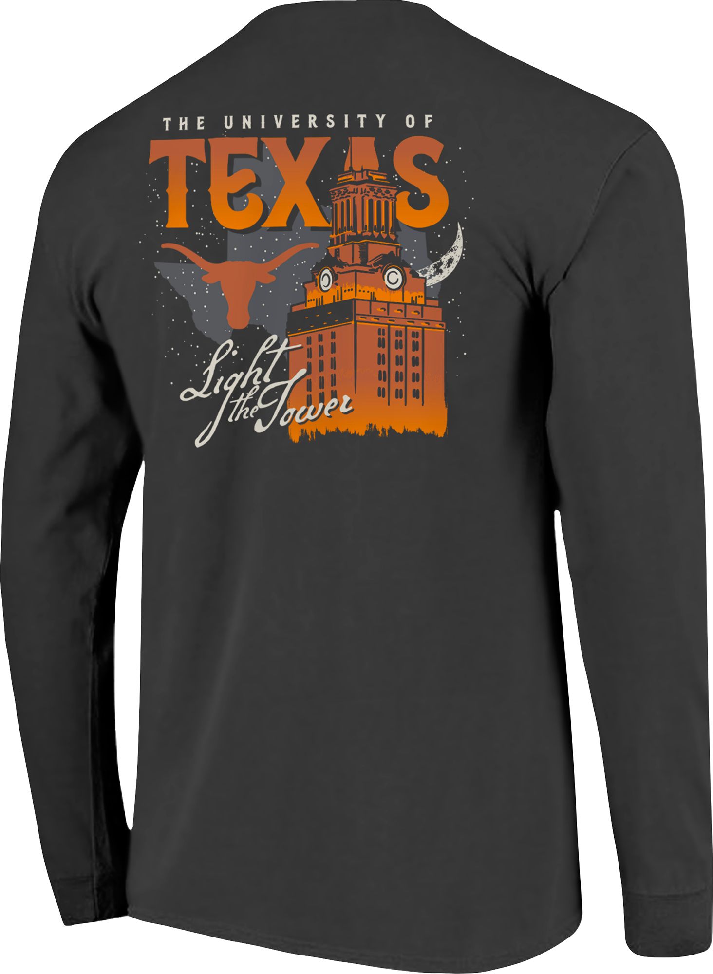 Image One Men's Texas Longhorns Grey Tower Lit Up Long Sleeve T-Shirt product image