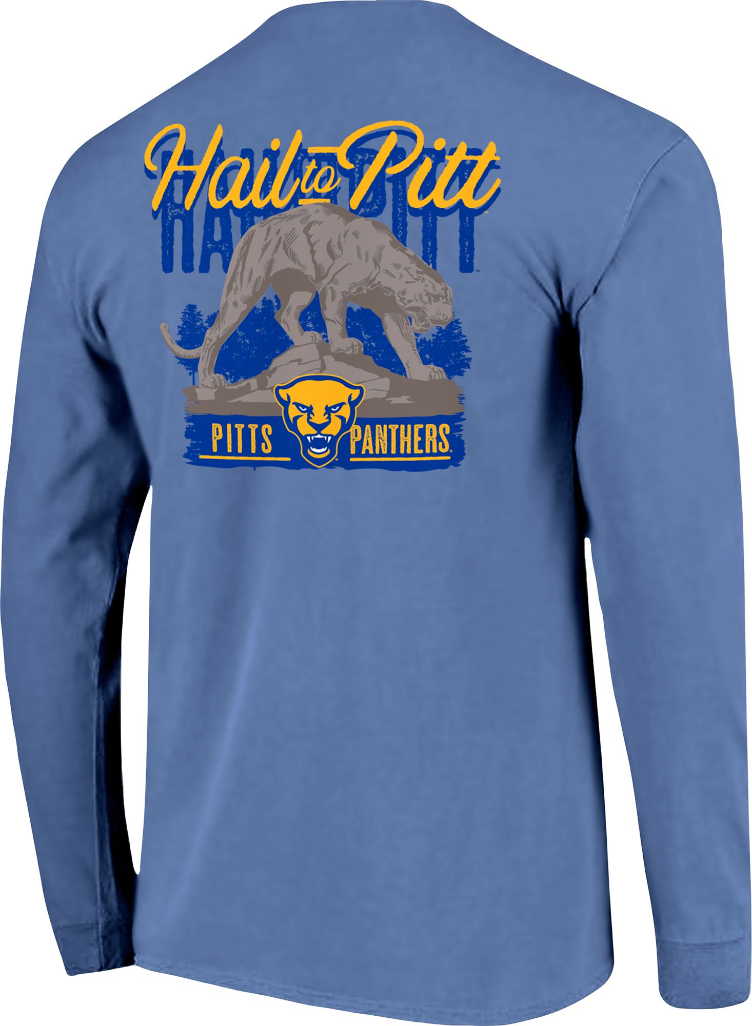 Image One Men's Pitt Panthers Blue Hail Statue Long Sleeve T-Shirt product image
