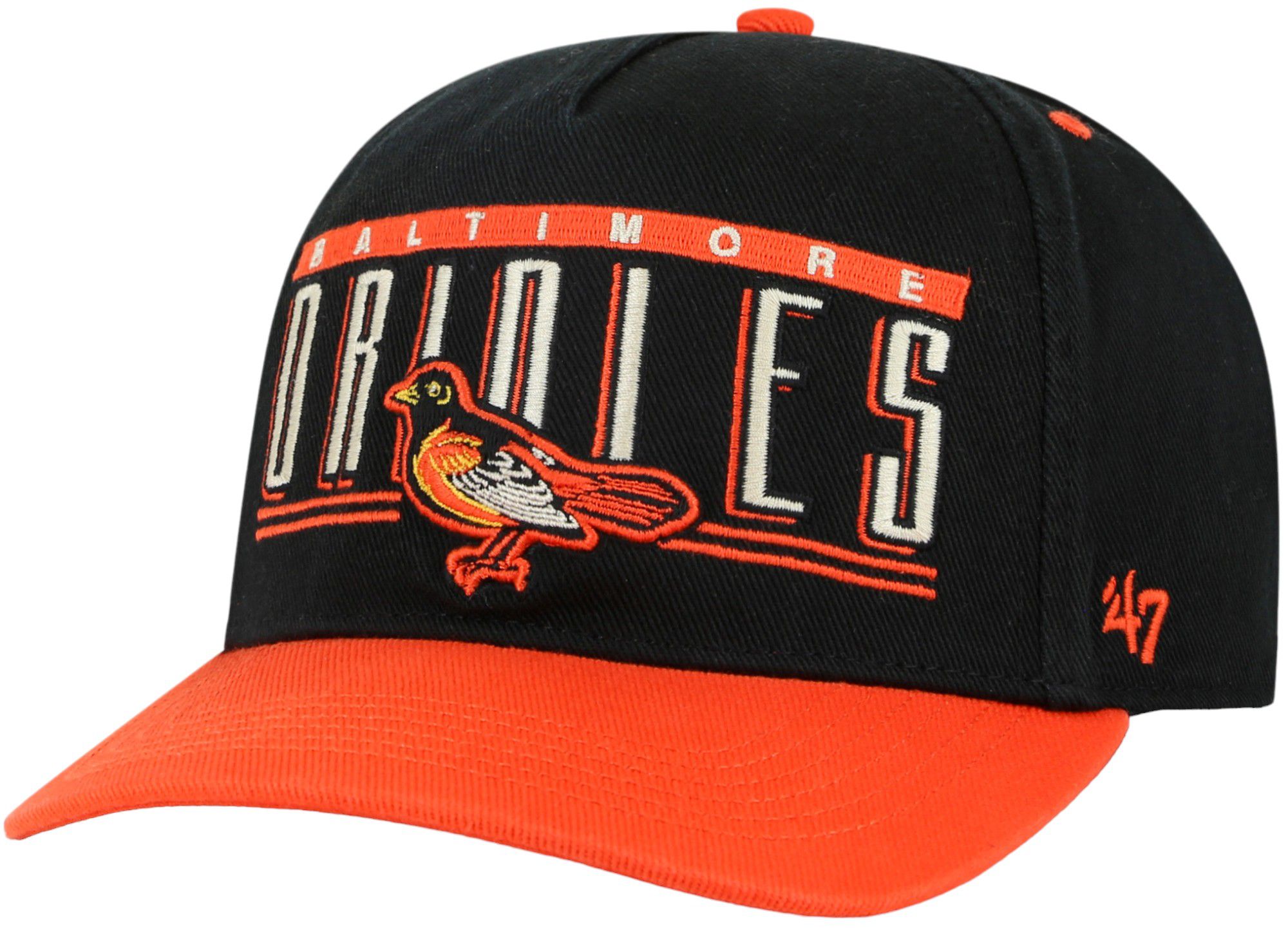 '47 Adult Baltimore Orioles Black Cooperstown Hitch Adjustable Hat ...