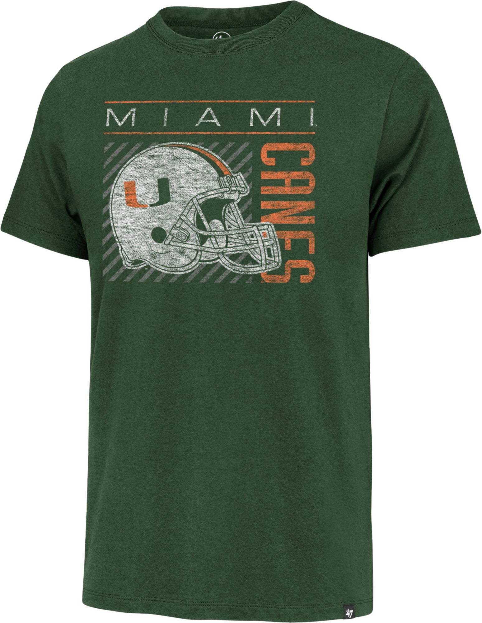 '47 Men's Miami Hurricanes Elm Green Helmet Franklin T-Shirt product image