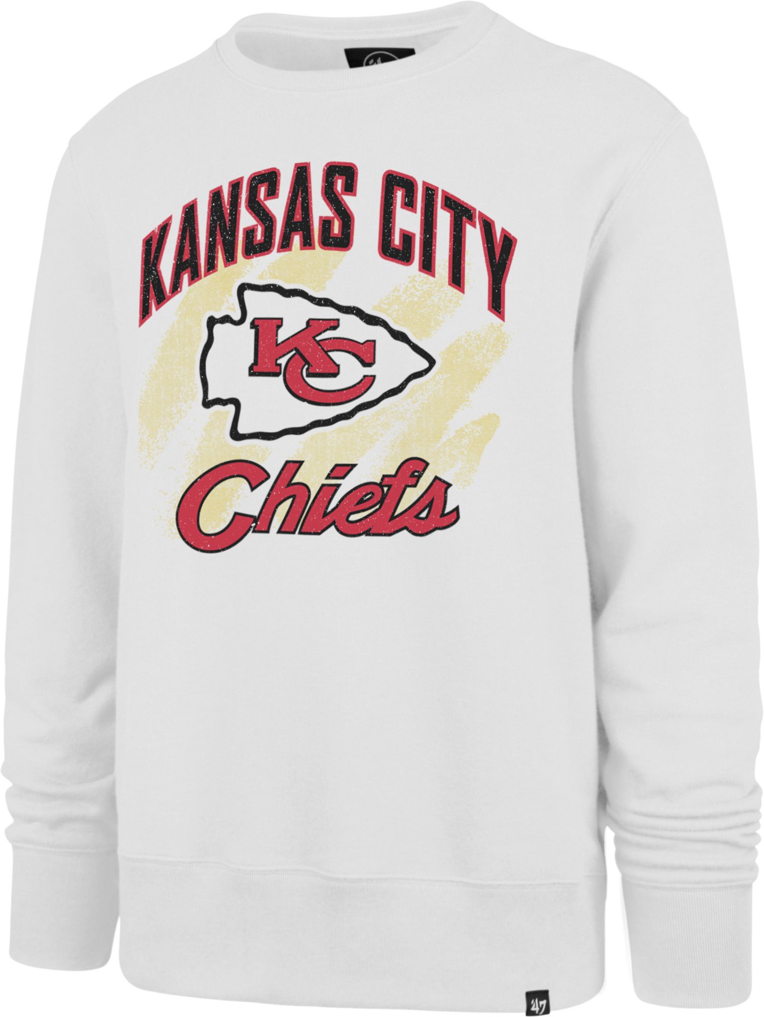 '47 Men's Kansas City Chiefs Shader Throwback White Crew Sweatshirt product image