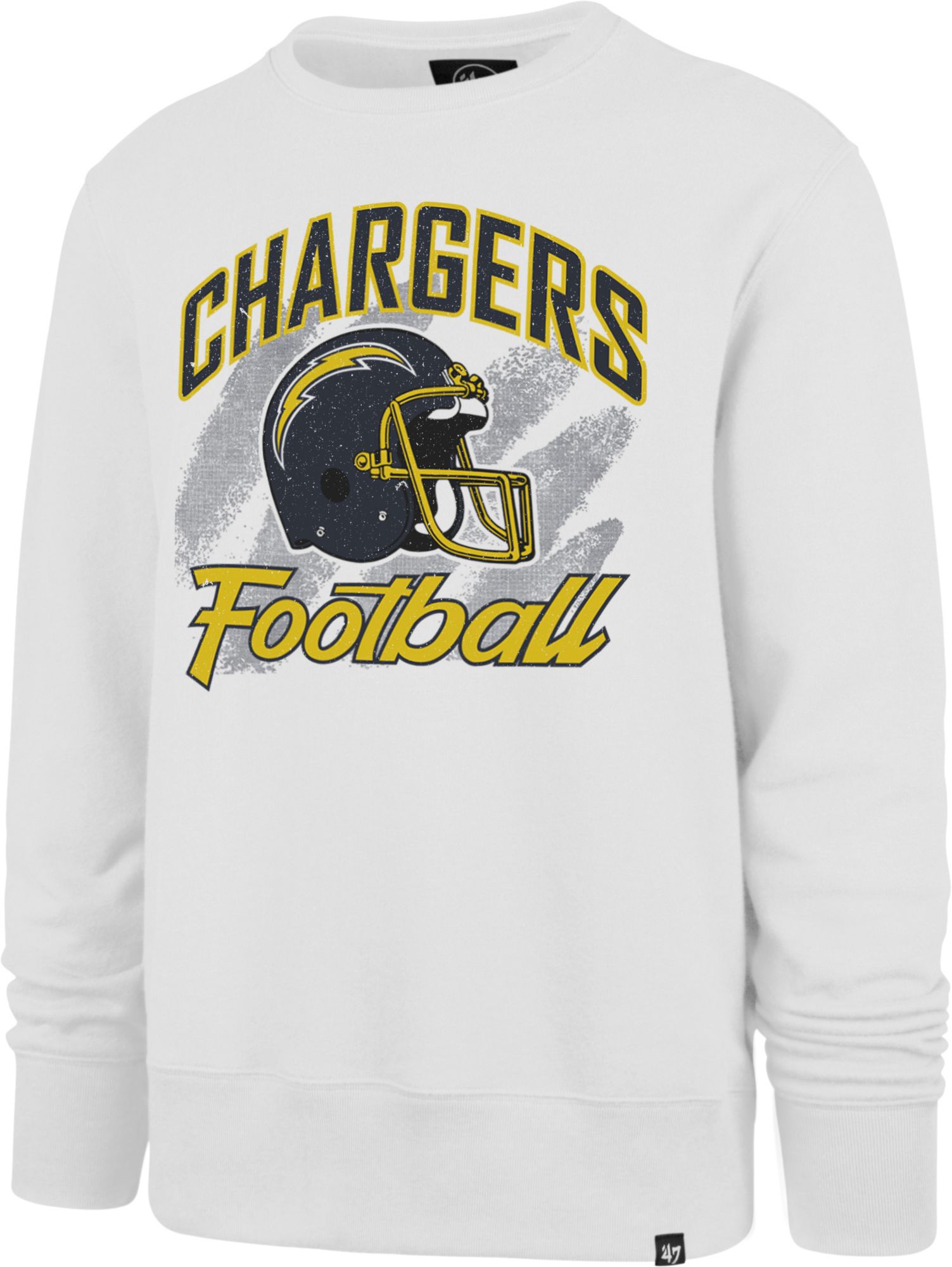 '47 Men's Los Angeles Chargers Shader White Wash Crew Sweatshirt product image