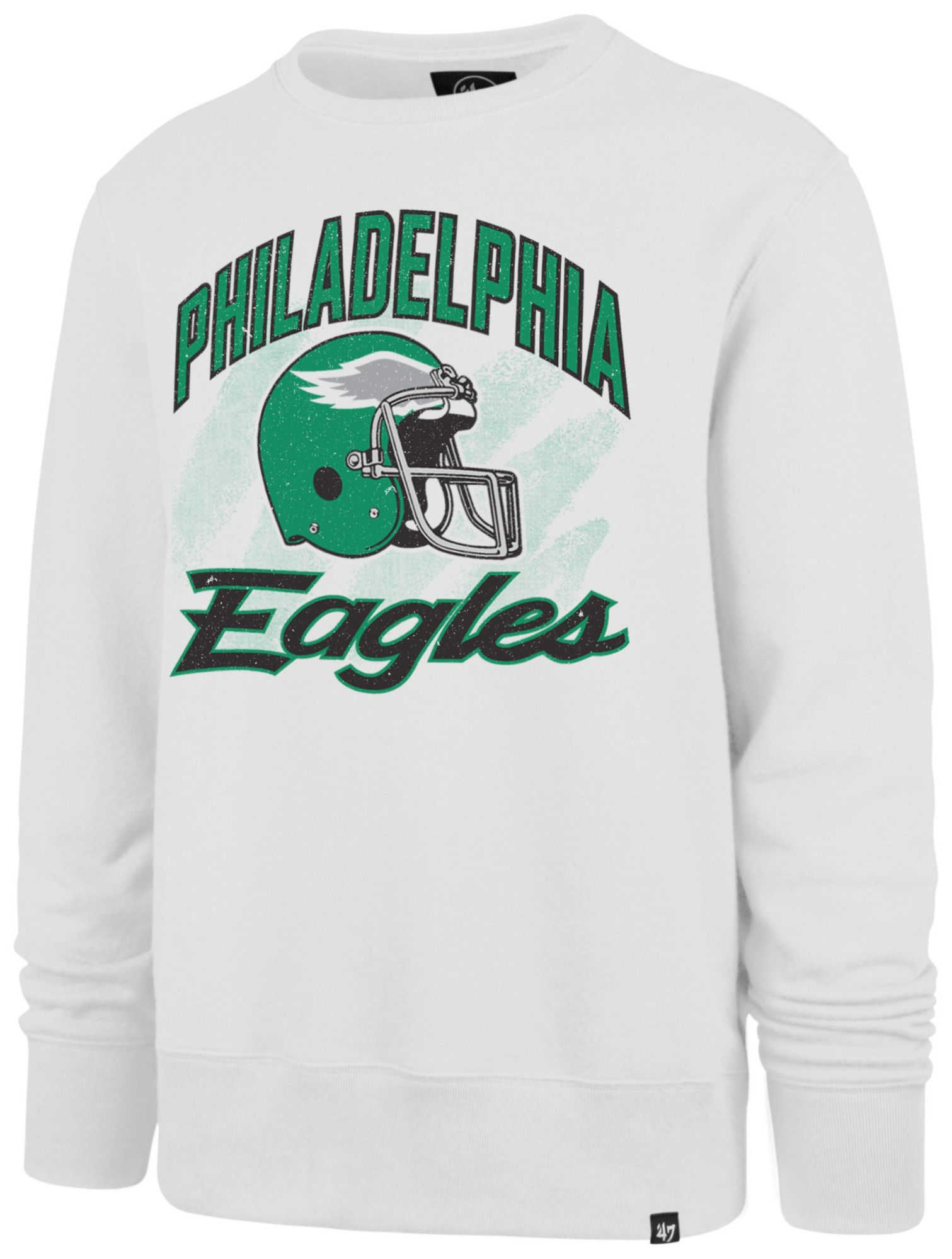 '47 Men's Philadelphia Eagles Shade Throwback White Wash Crew Sweatshirt product image
