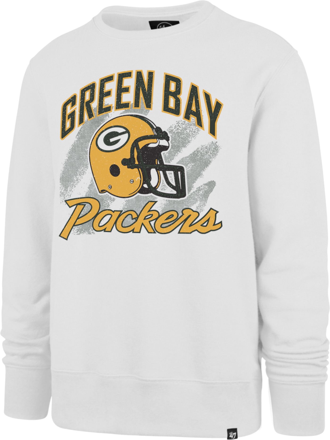 47 Men s Green Bay Packers Shader Throwback White Crew Sweatshirt Dick s Sporting Goods