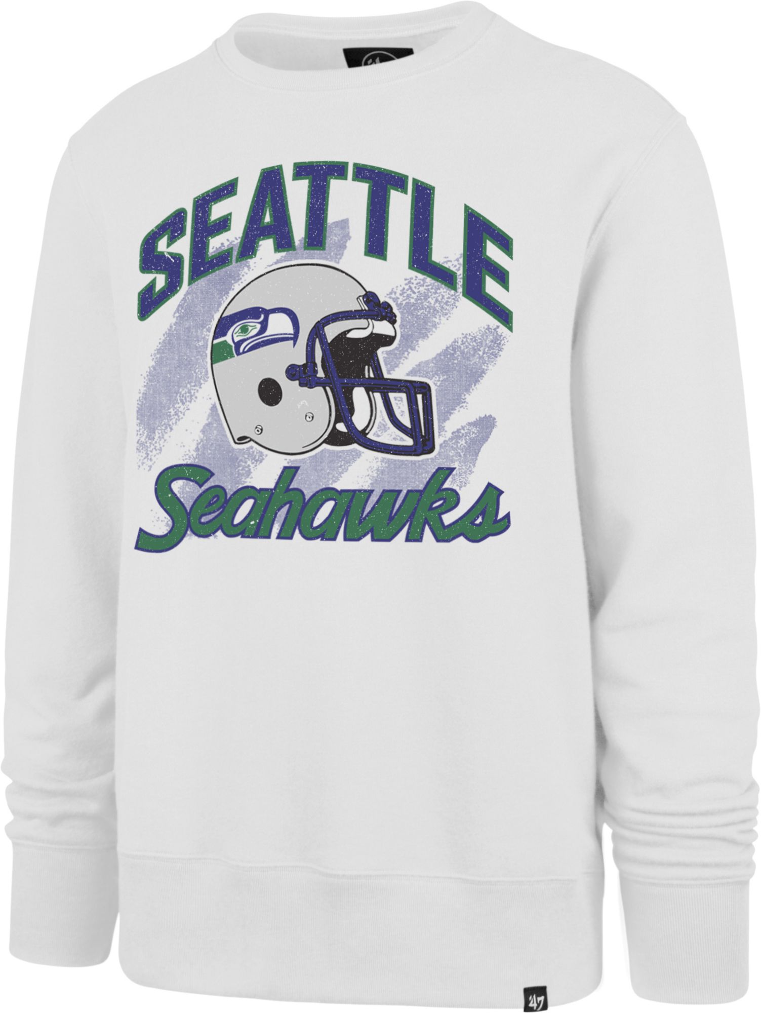 '47 Men's Seattle Seahawks Shader Throwback White Crew Sweatshirt product image