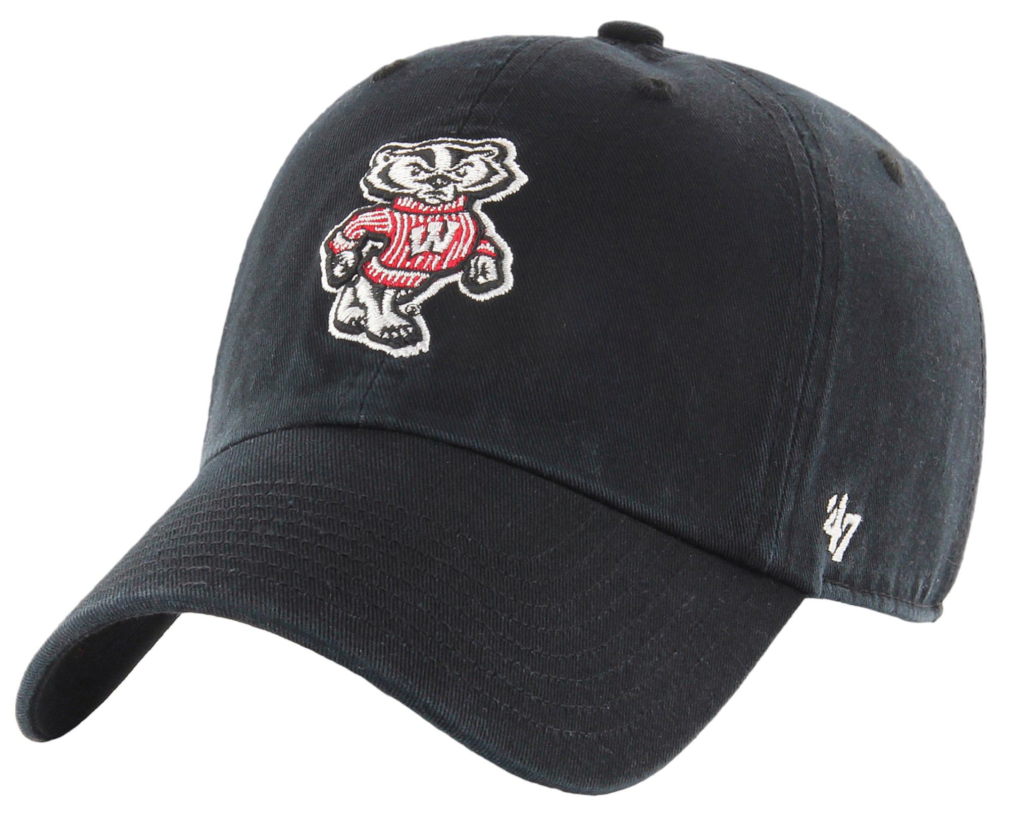 '47 Men's Wisconsin Badgers Black Clean Up Adjustable Hat product image