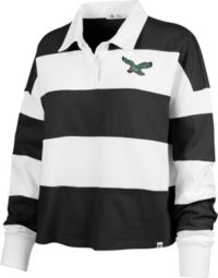 '47 Women's Philadelphia Eagles Clubhouse Rugby Throwback Black Long Sleeve T-Shirt