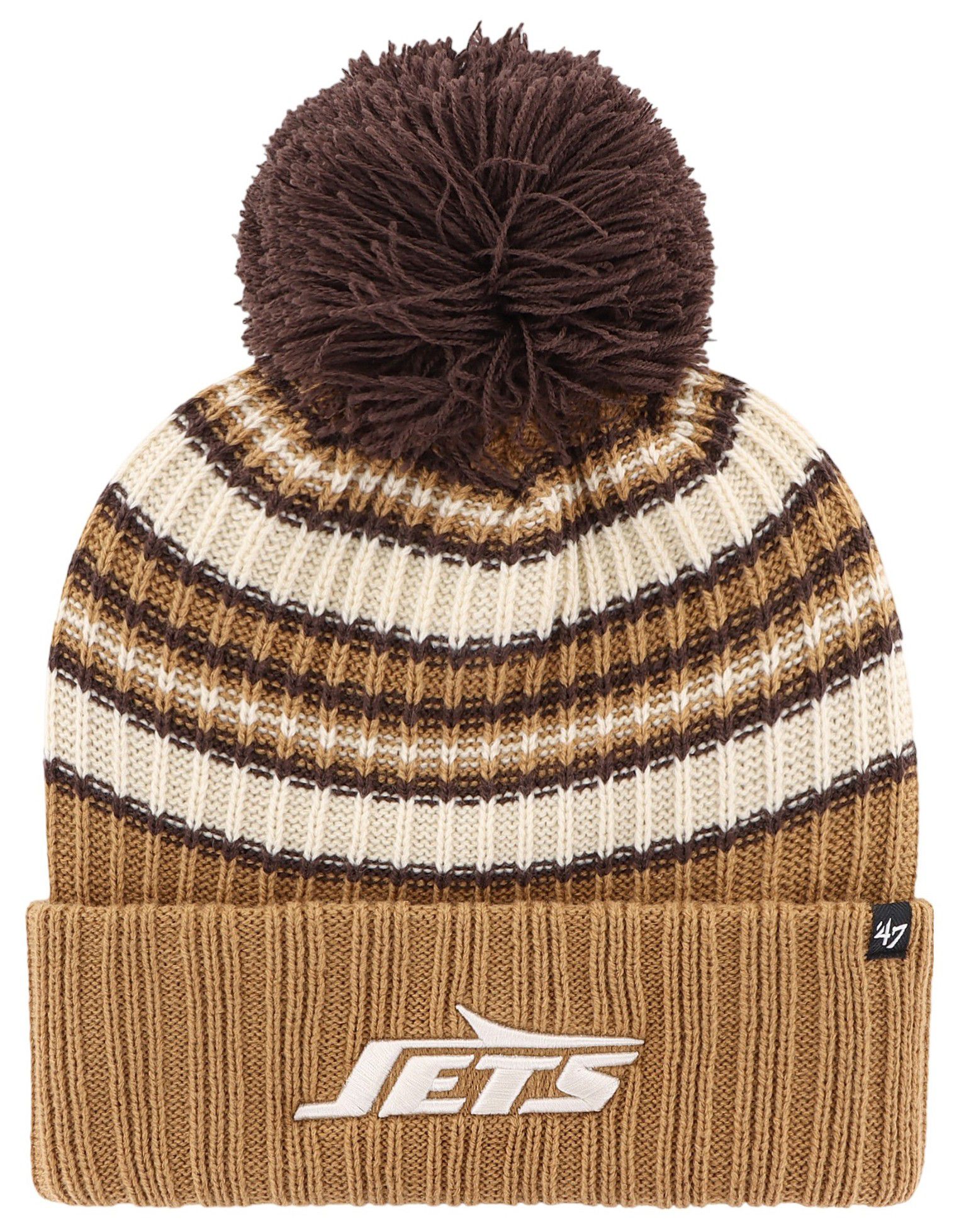 '47 Women's New York Jets Espresso Camel Cuffed Knit Beanie product image