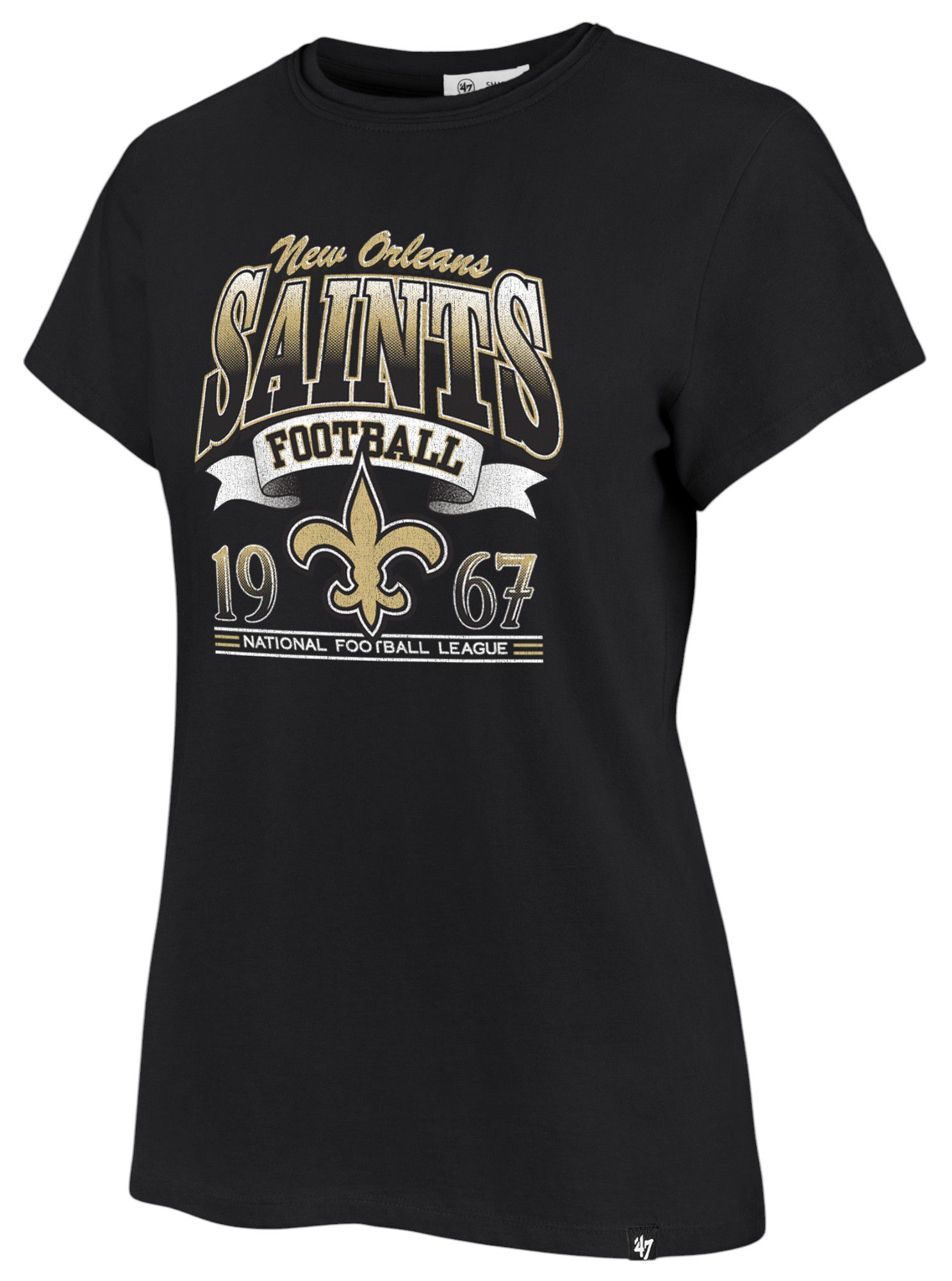 '47 Women's New Orleans Saints Black Rim Rocker Franklin T-Shirt product image