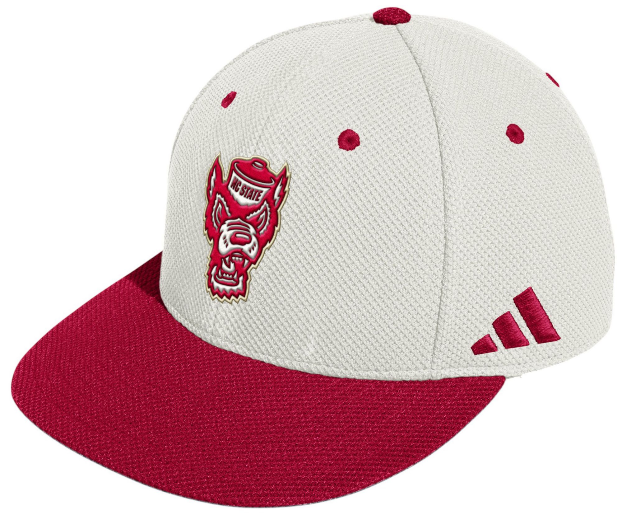 adidas Adult NC State Wolfpack White/Red Gold Standard Mesh Fitted Hat product image