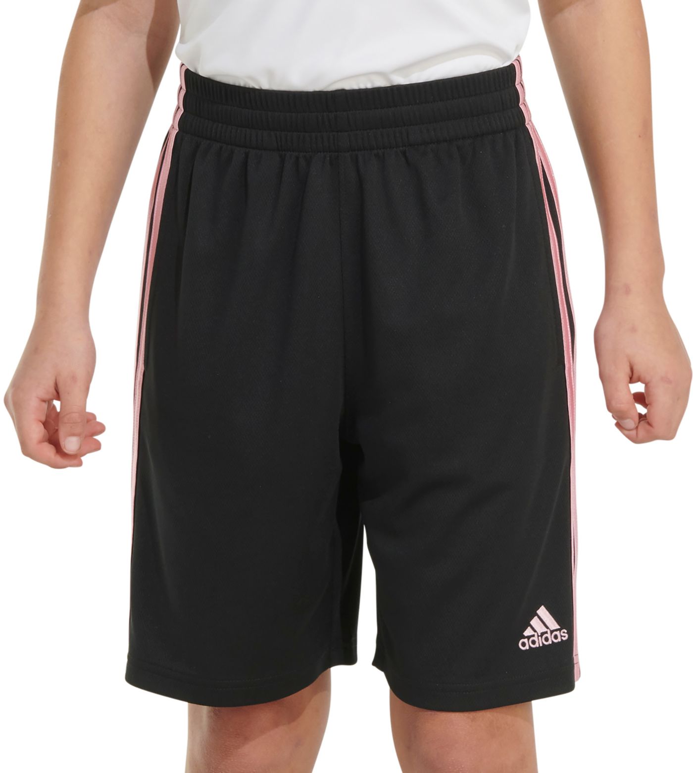 adidas Boys Elastic Waist 3 Stripe Mesh Shorts