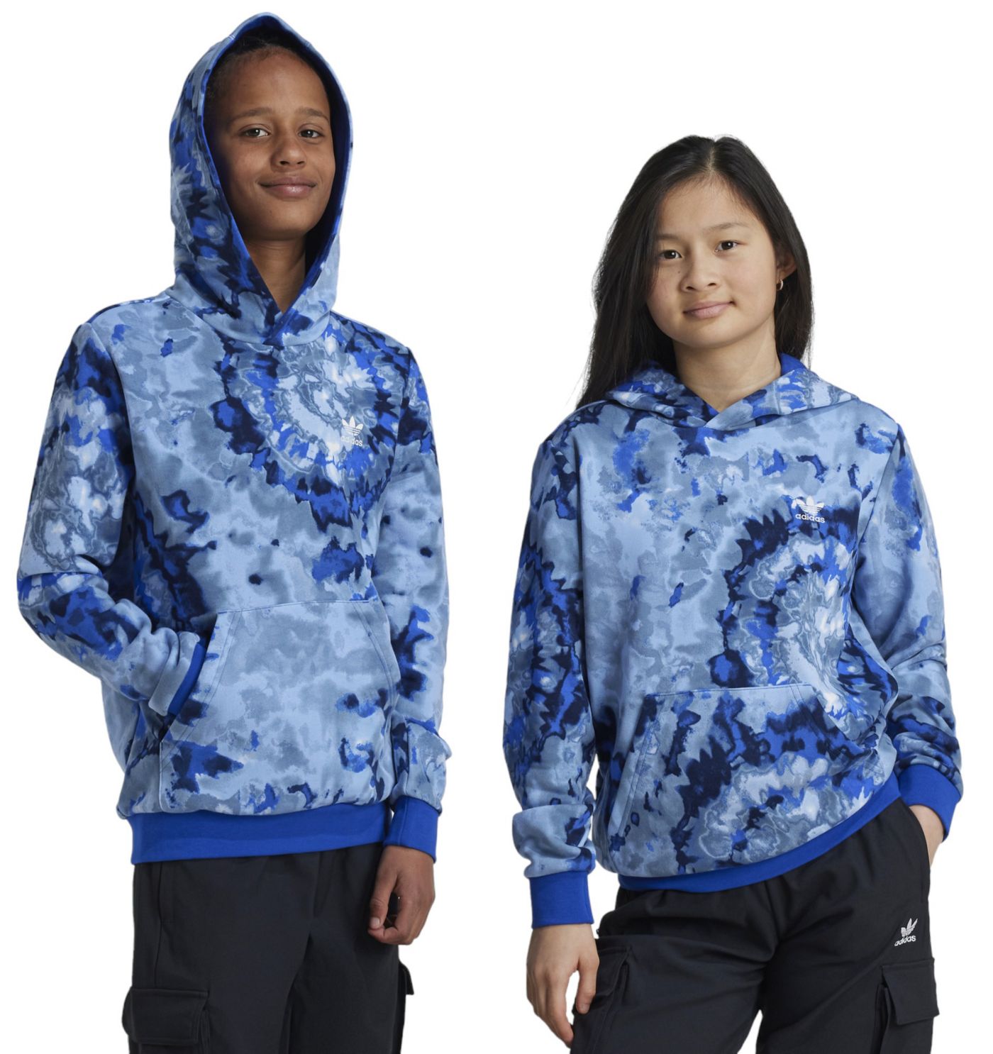 Adidas Kids Tie Dye Printed Hoodie XS Blue