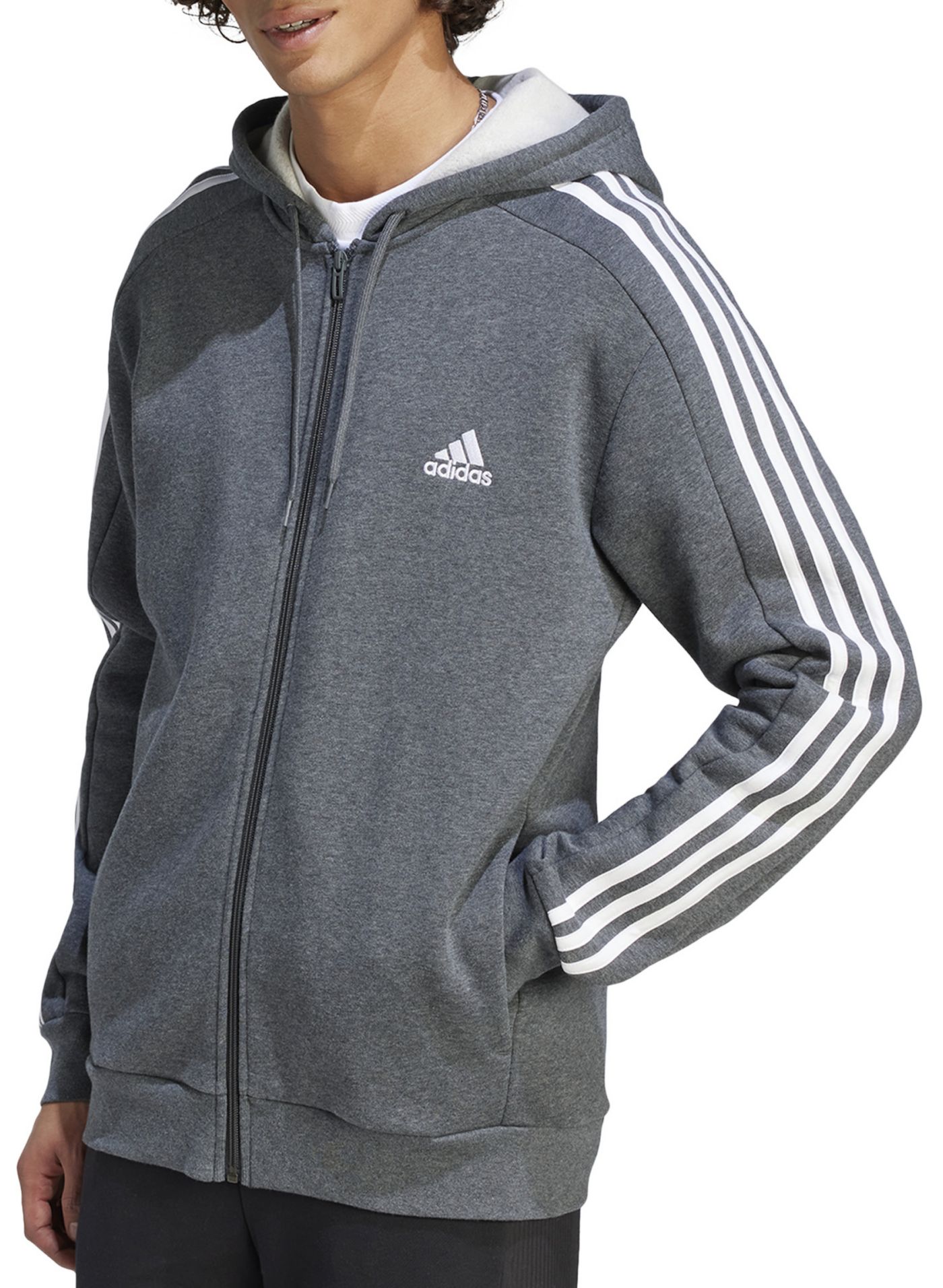 Adidas striped zip hoodie online