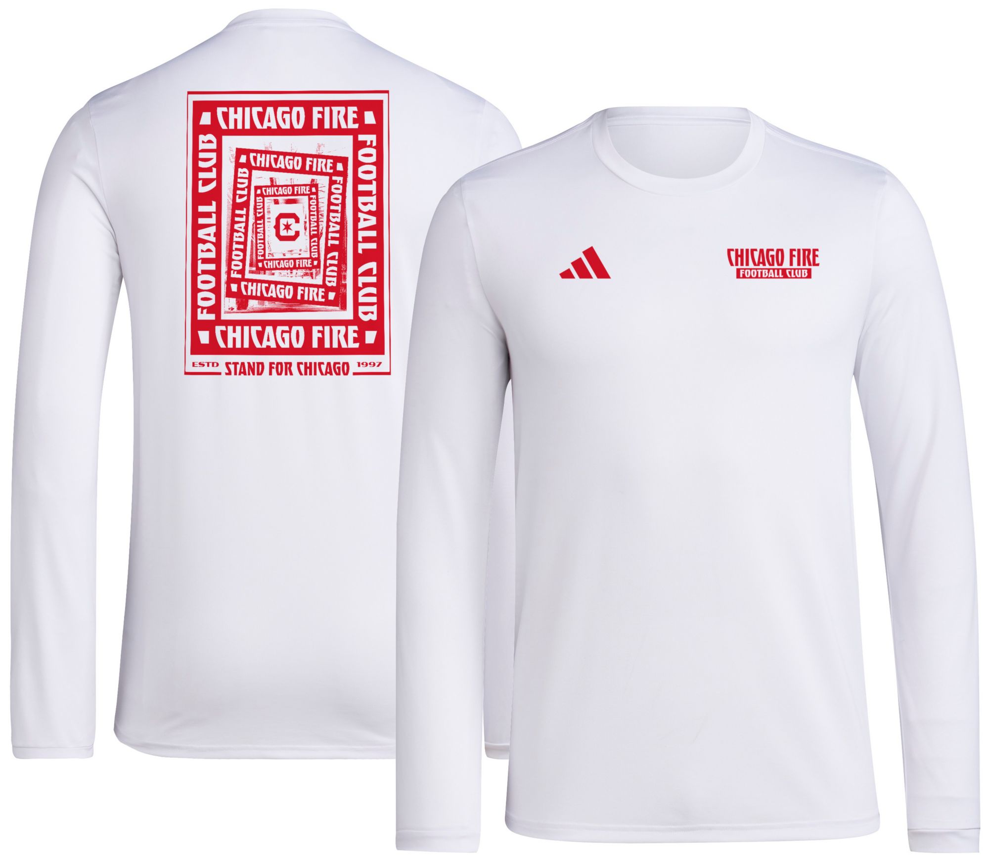 adidas Men's Chicago Fire 2025 White Local Warp Long Sleeve T-Shirt product image