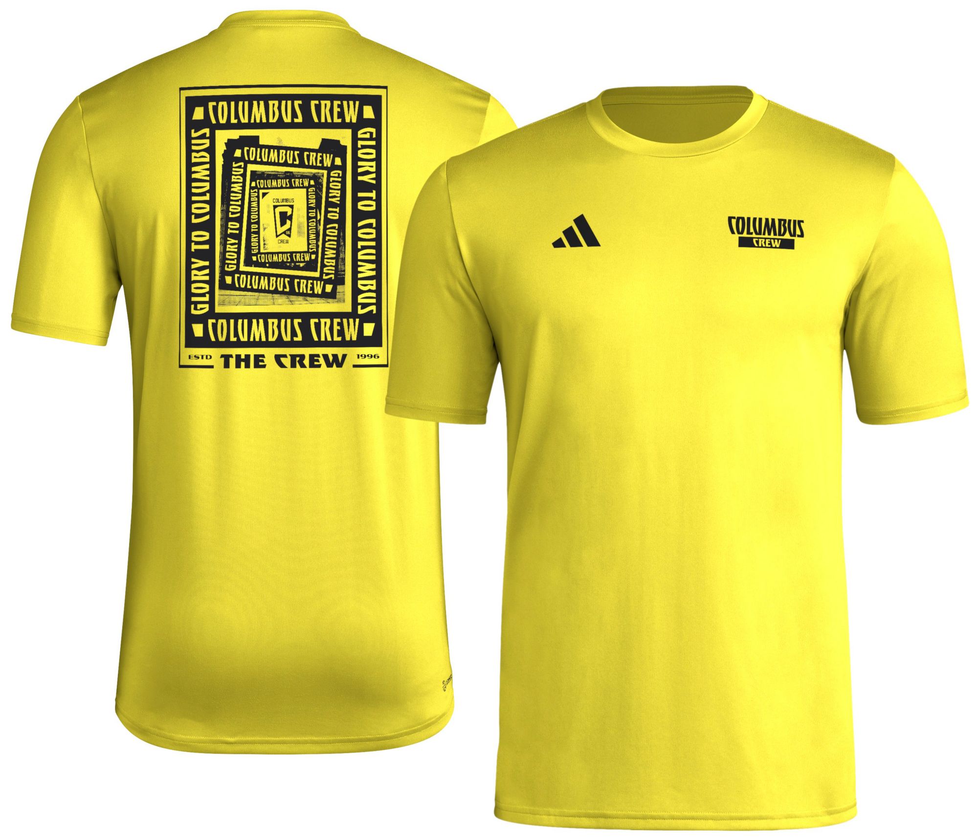 adidas Men's Columbus Crew 2025 Yellow Local Warp T-Shirt product image