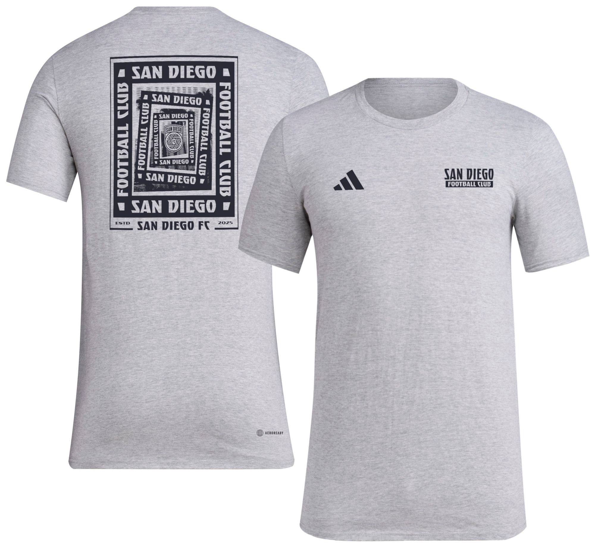 adidas Men's San Diego FC 2025 Grey Local Warp T-Shirt product image