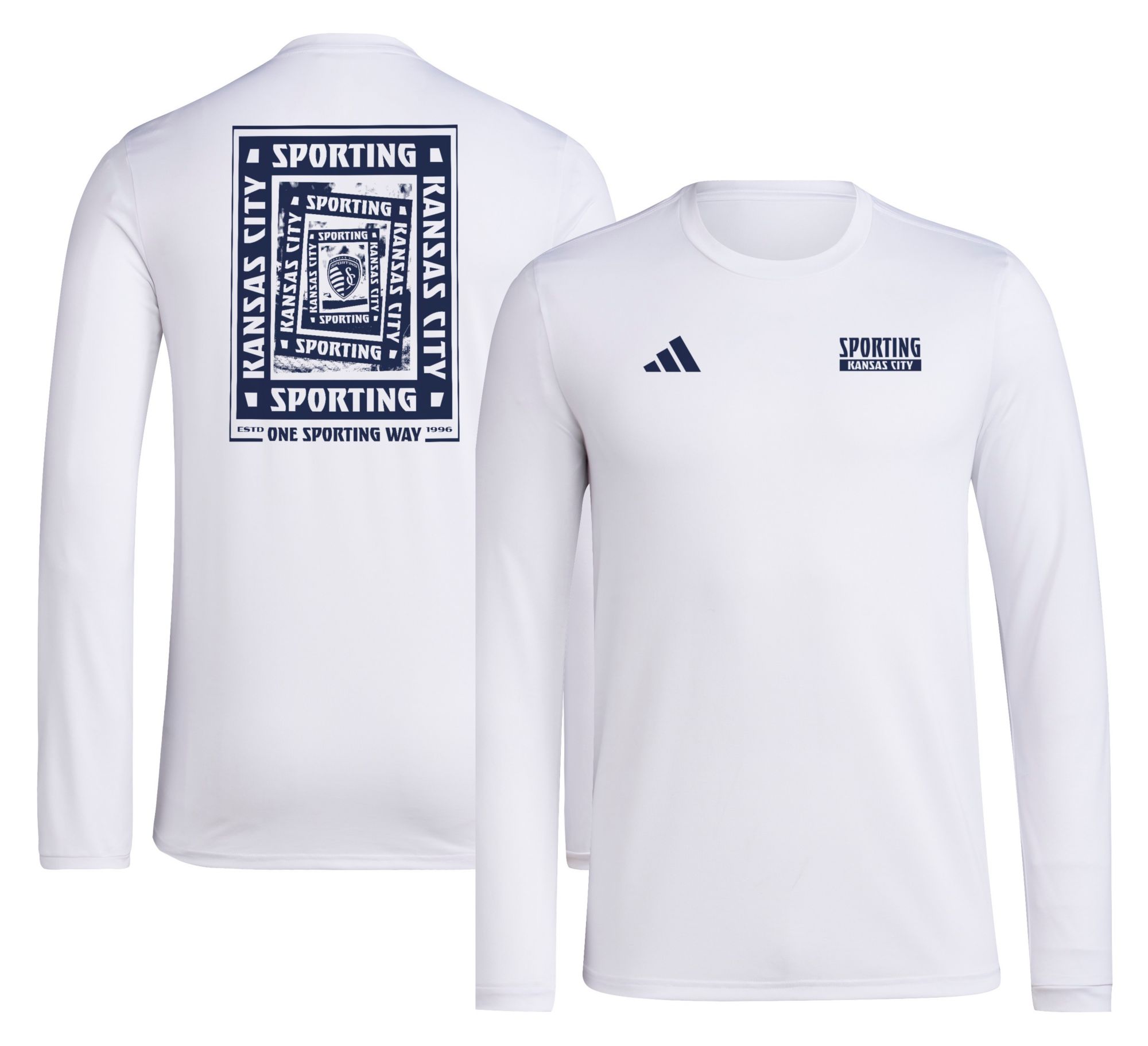 adidas Men's Sporting Kansas City 2025 White Local Warp Long Sleeve T-Shirt product image