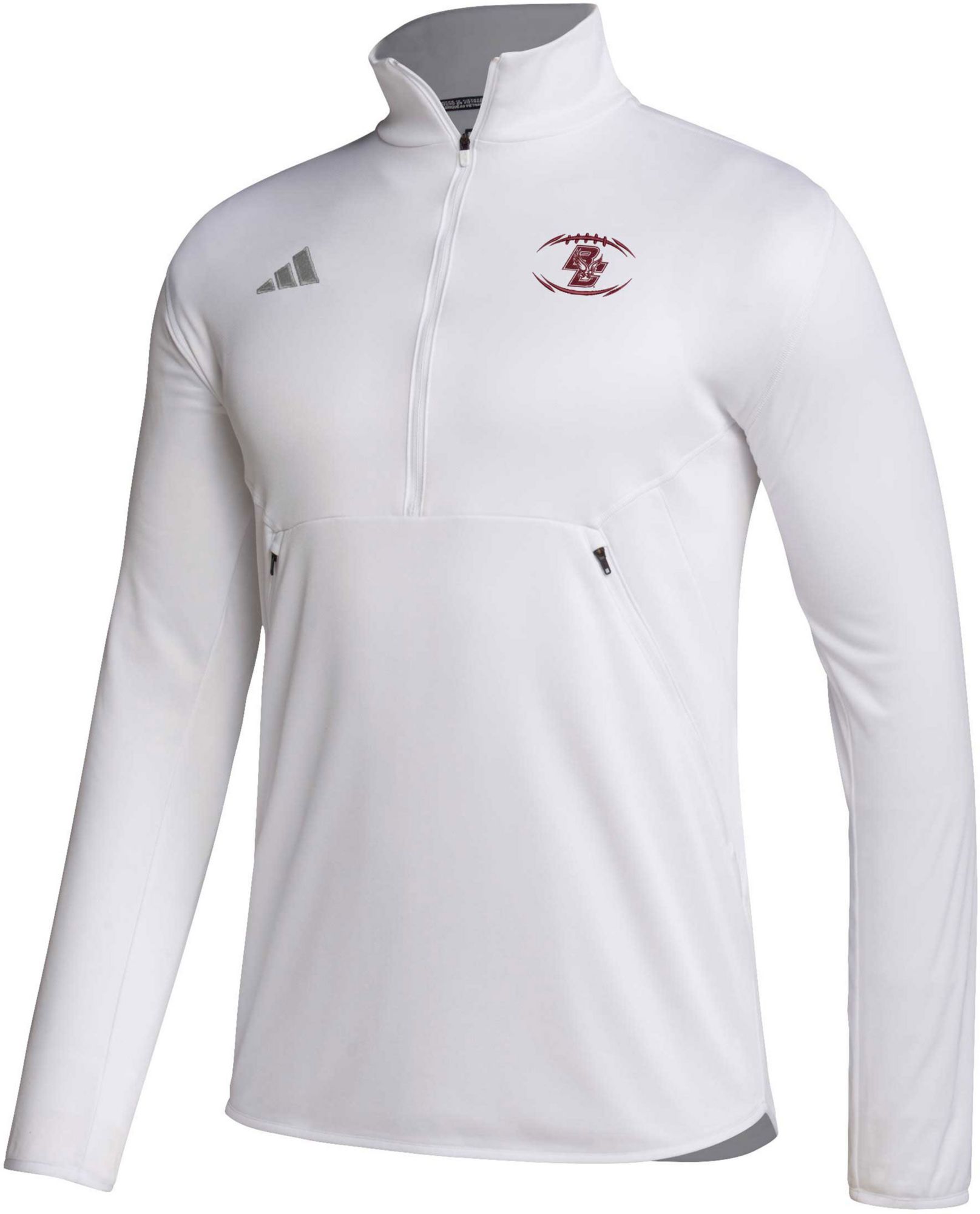 adidas Men's Boston College Eagles White Sideline Knit 1/4 Zip product image