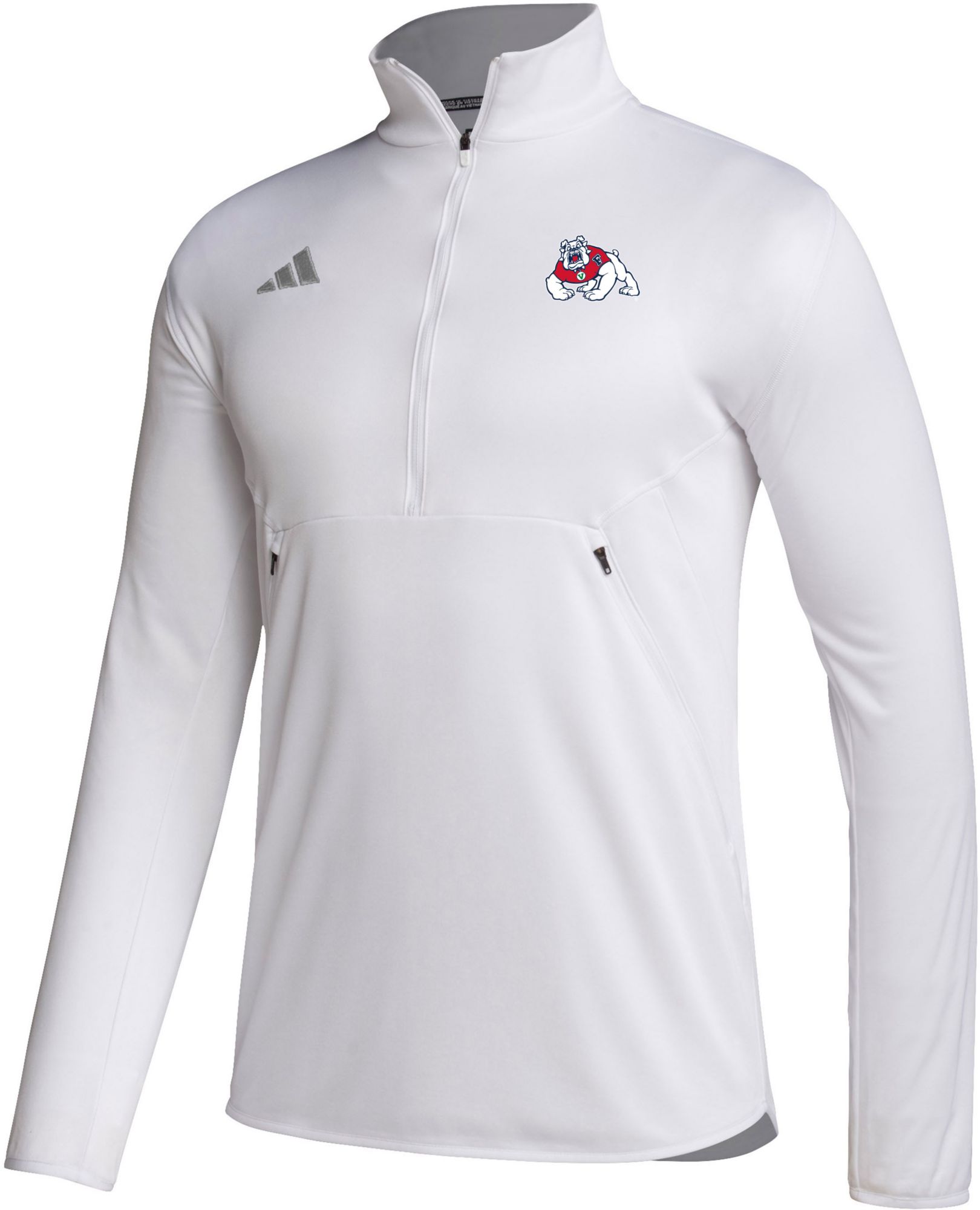 adidas Men's Fresno State Bulldogs White Stadium Knit 1/4 Zip Shirt product image