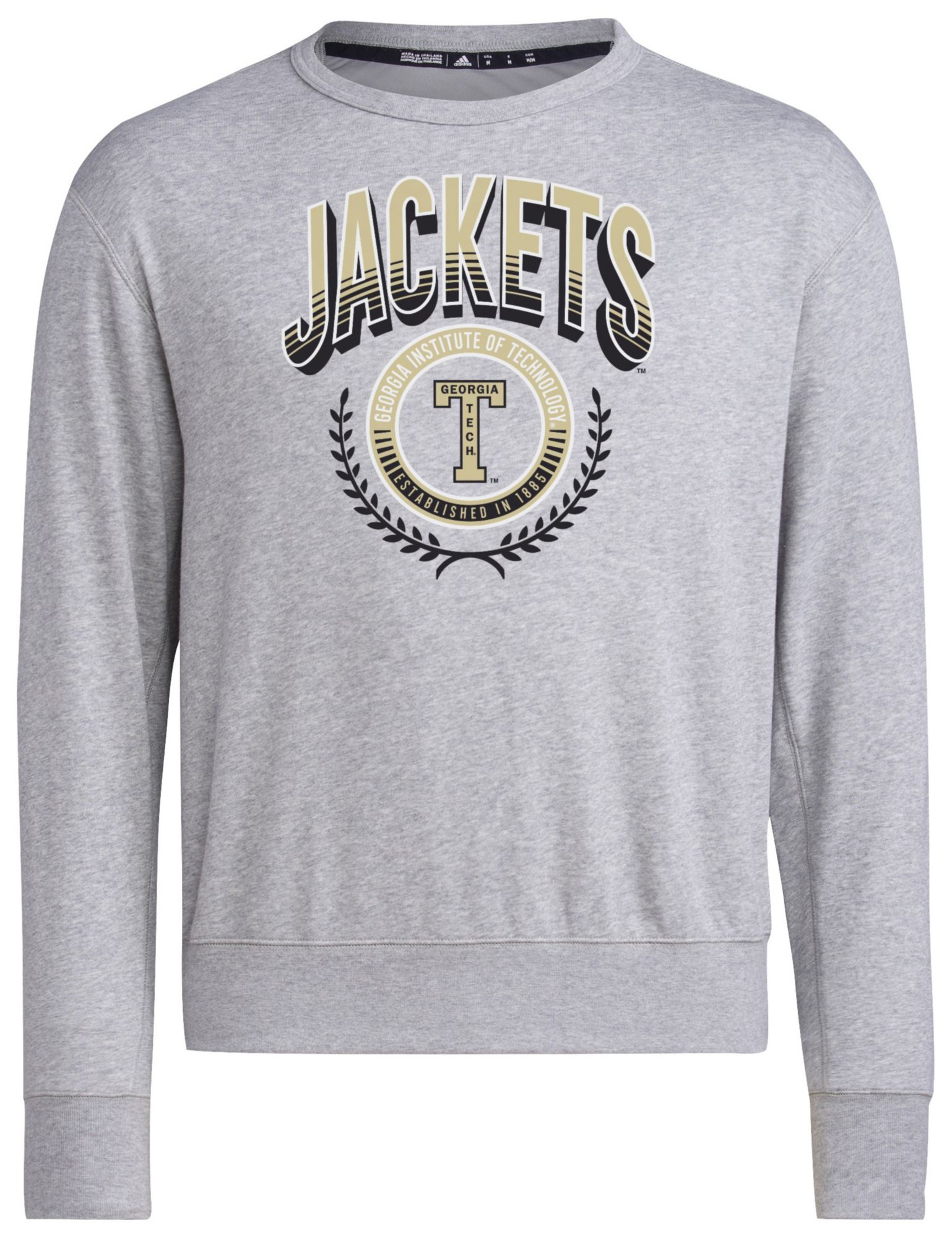 adidas Men's Georgia Tech Yellow Jackets Grey Vintage Pullover Crew Sweatshirt product image