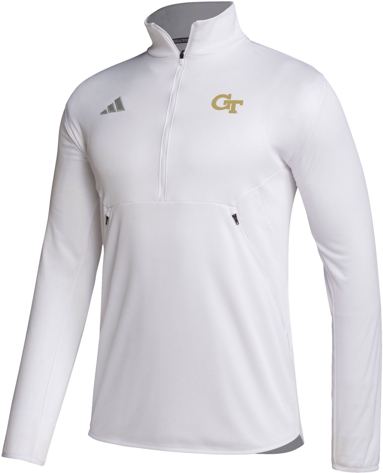adidas Men's Georgia Tech Yellow Jackets White Stadium Knit 1/4 Zip Shirt product image