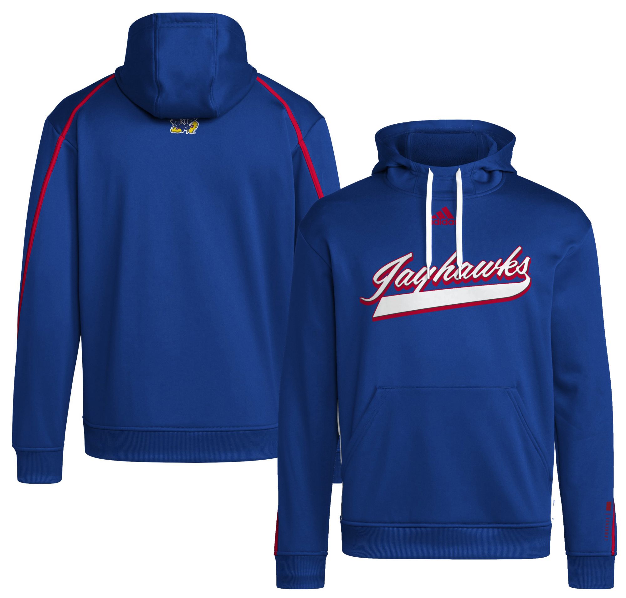 adidas Men's Kansas Jayhawks Blue Sideline Travel Players Hoodie product image