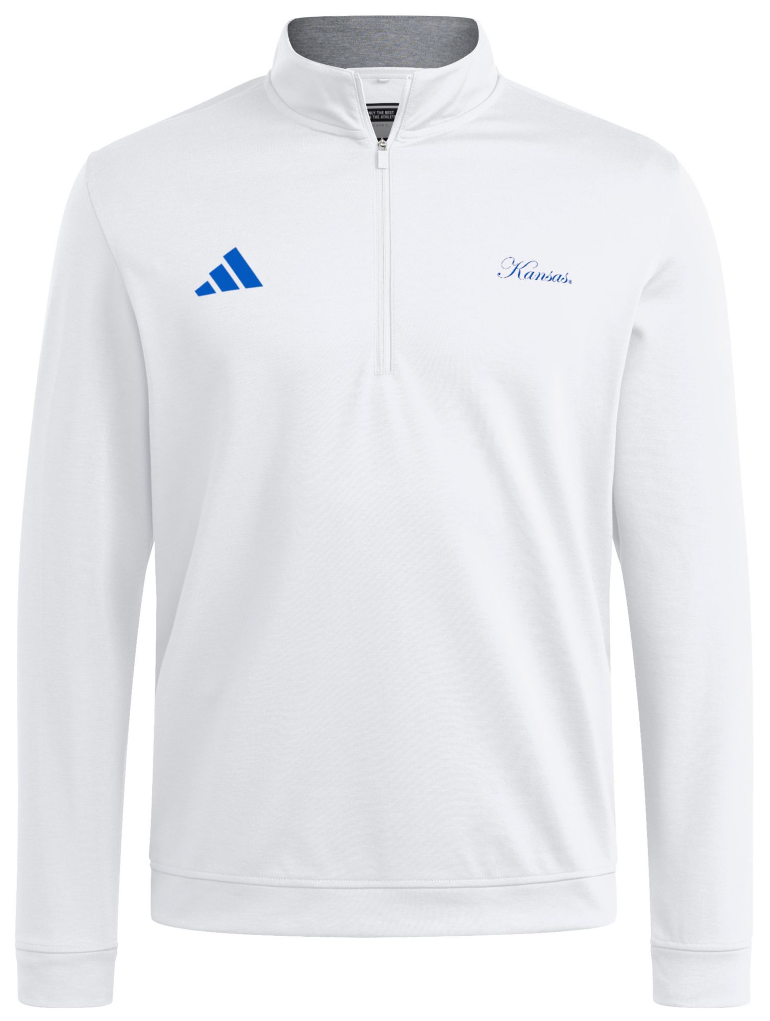 adidas Men's Kansas Jayhawks White Spring Fling Quarter-Zip Pullover product image