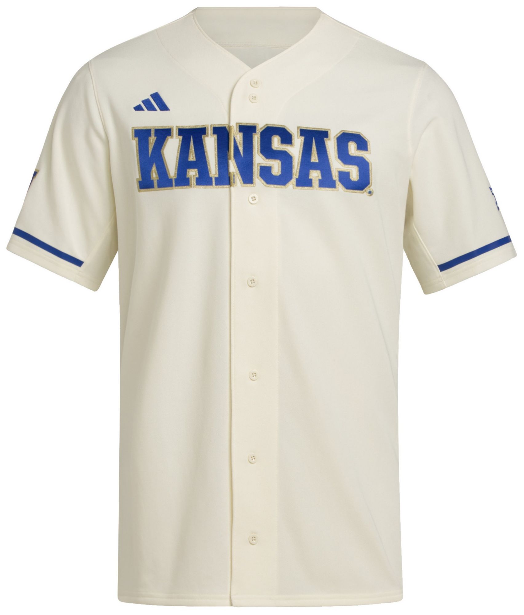 adidas Men's Kansas Jayhawks Cream White Baseball Replica Jersey product image