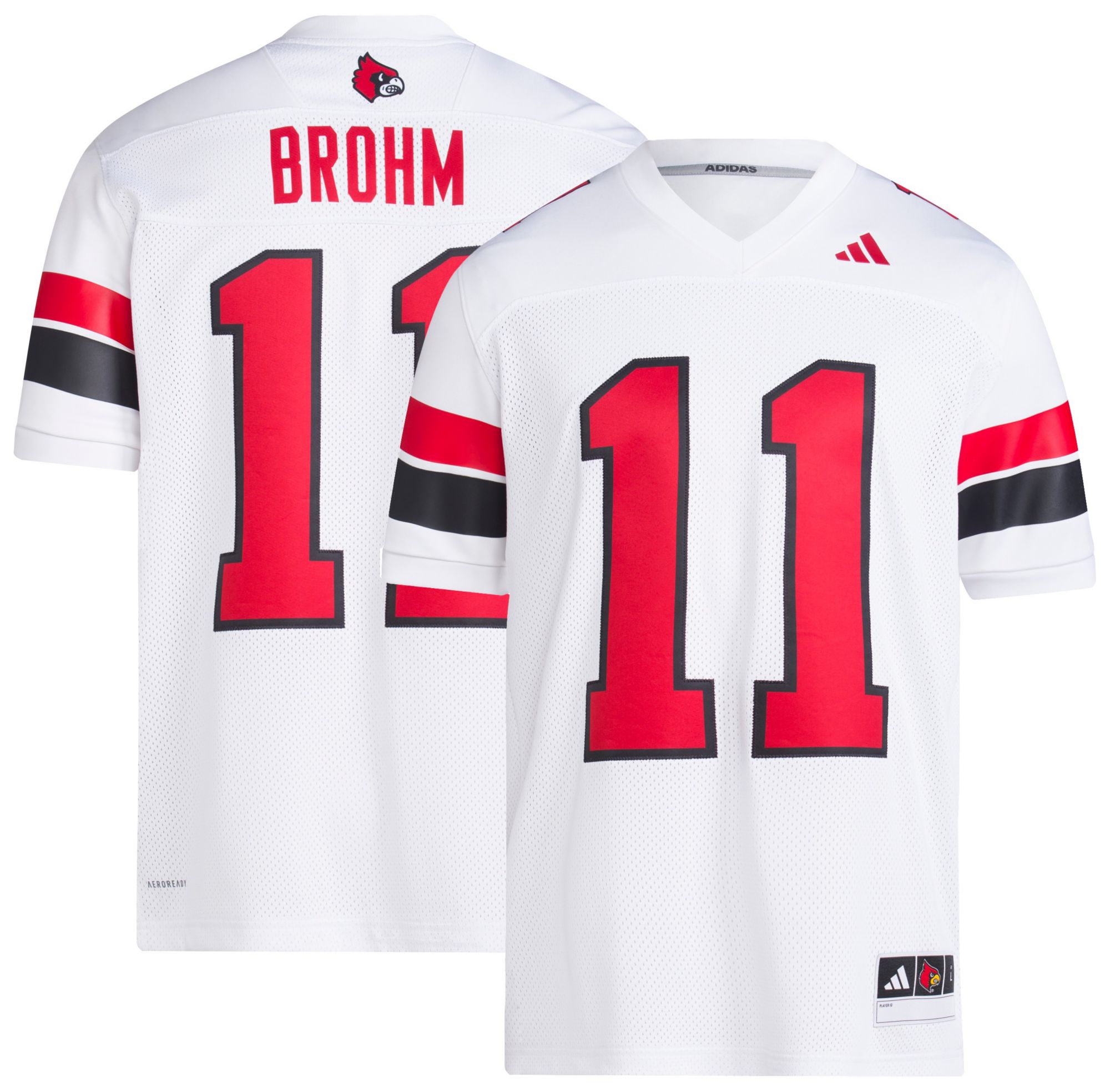 adidas Men's Louisville Cardinals Jeff Brohm #11 White Replica