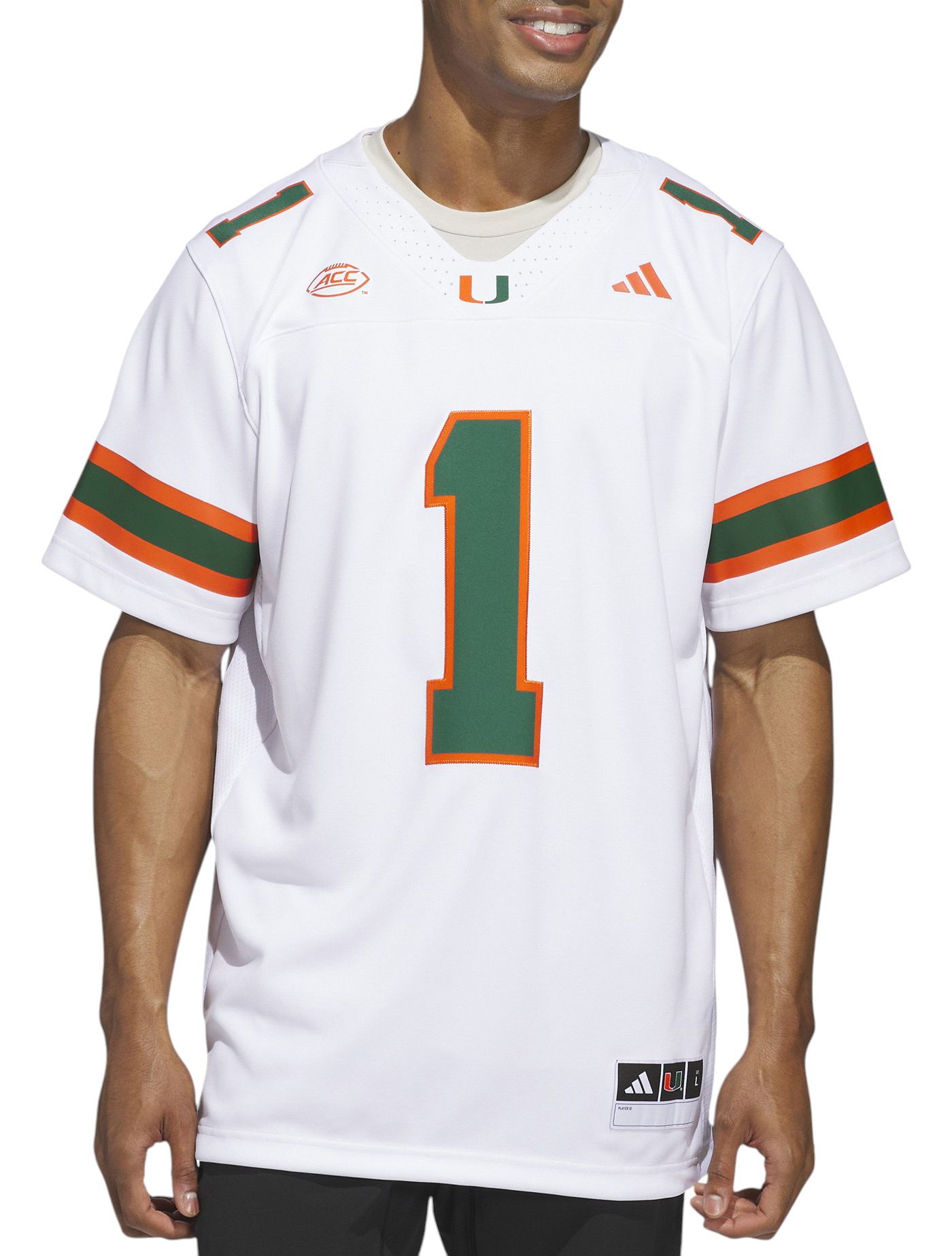 Miami Hurricanes Icon Adidas Football White Jersey Authentic Men high quality 2XL NEW