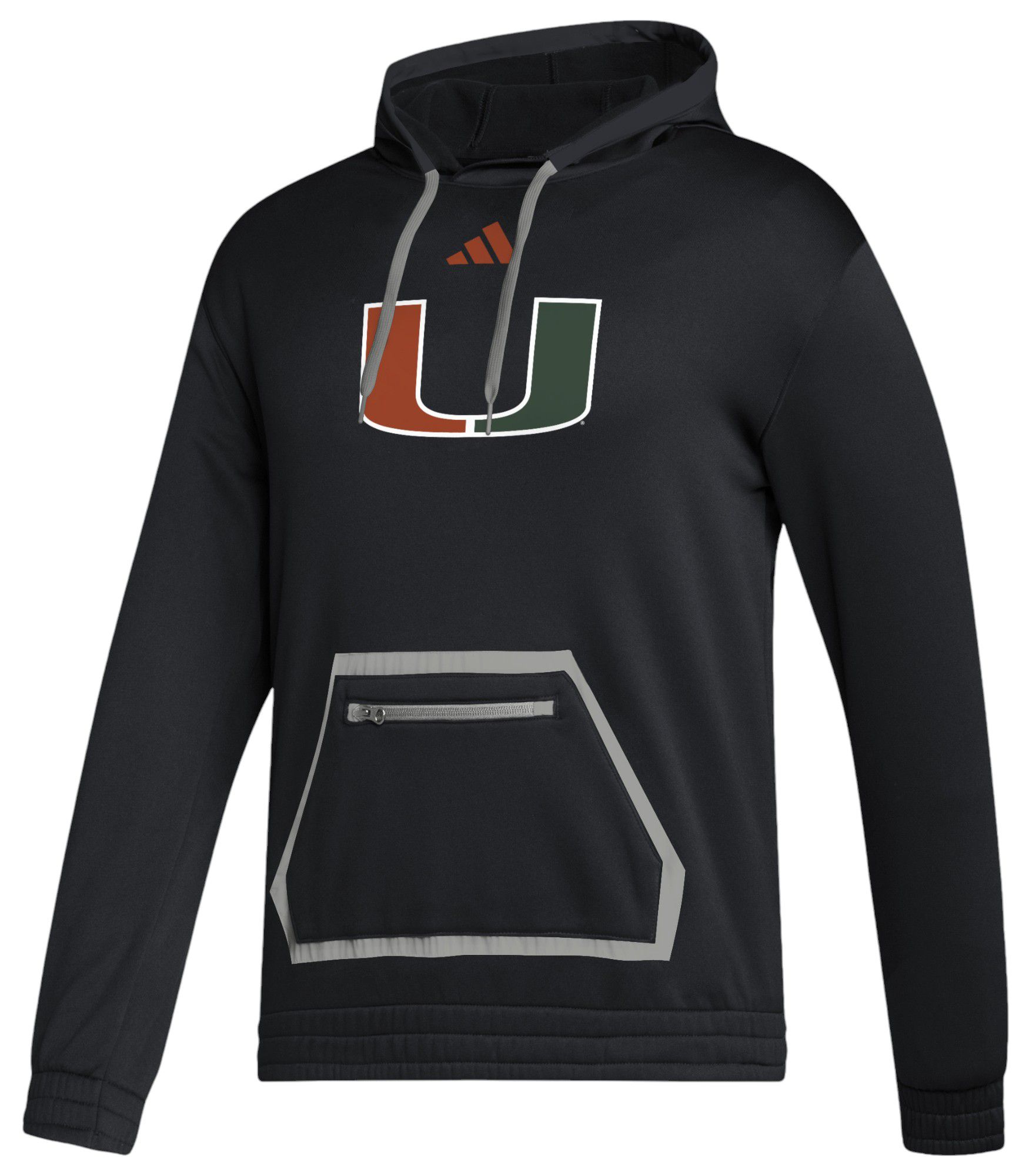 adidas Men's Miami Hurricanes Black Logo Pullover Hoodie product image
