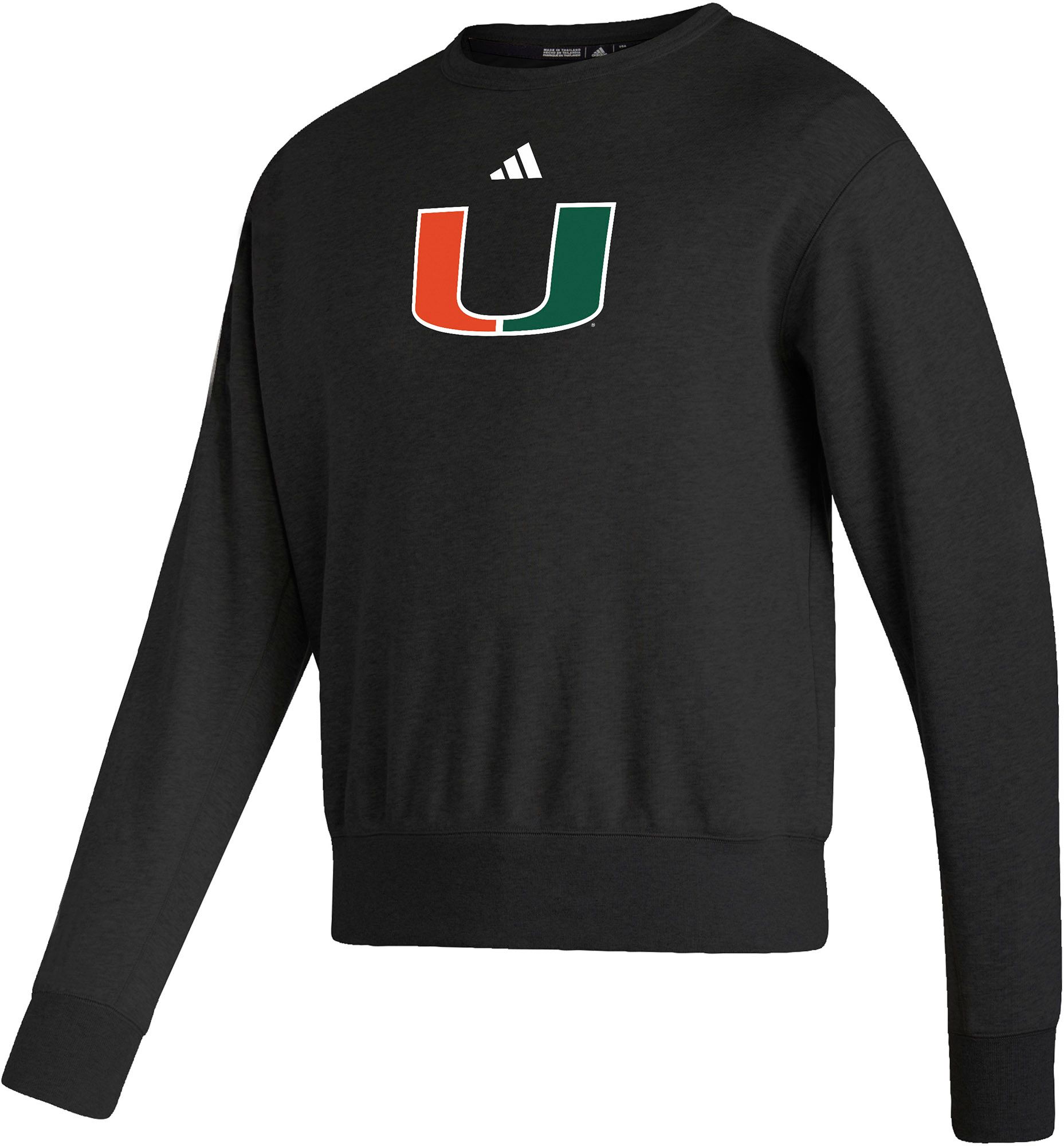adidas Men's Miami Hurricanes Black Premium Vintage Crewneck Sweatshirt product image