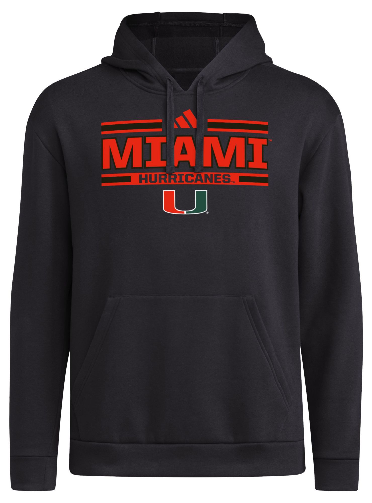 adidas Men's Miami Hurricanes Black Strategy Pullover Hoodie product image