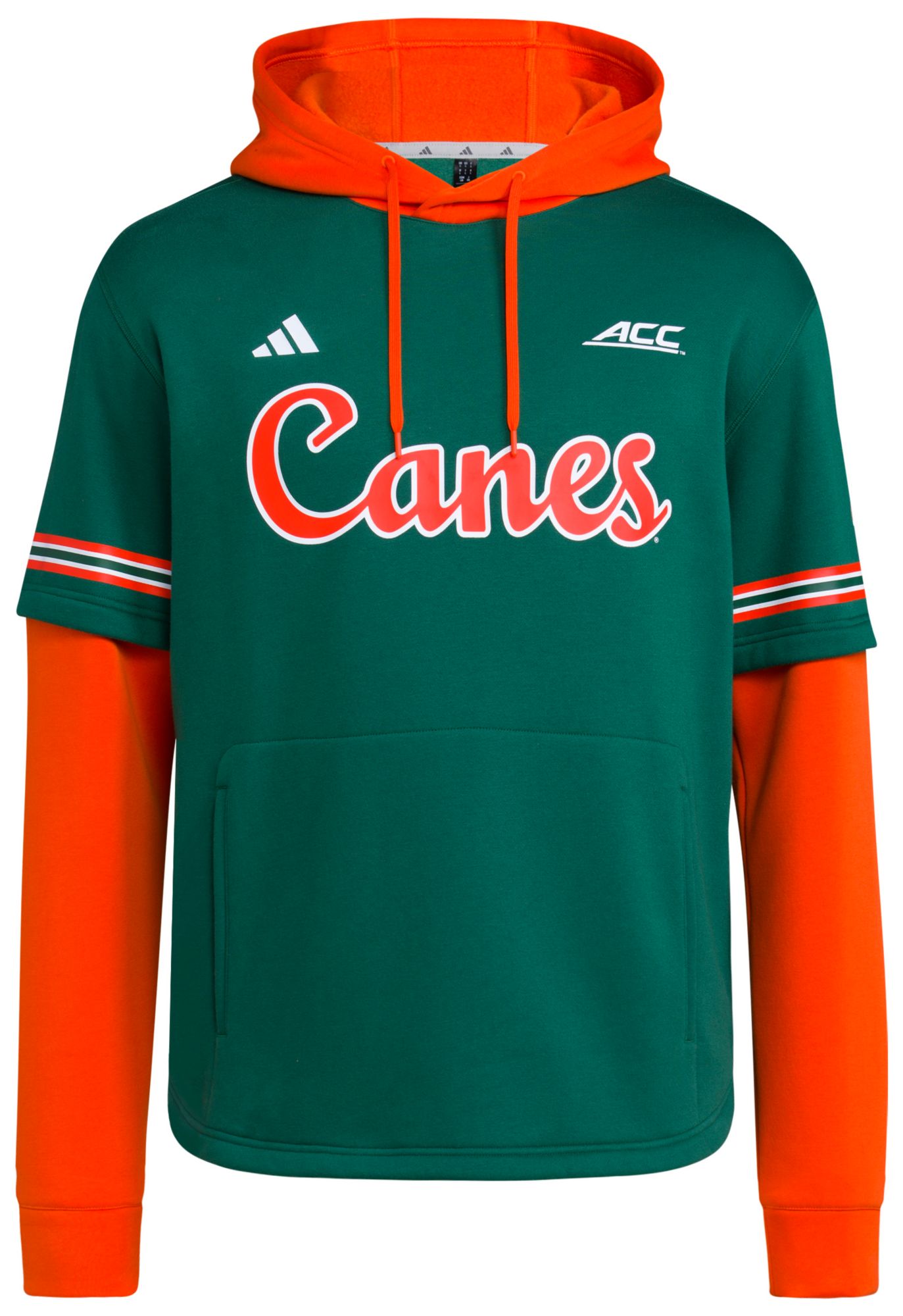 adidas Men's Miami Hurricanes Dark Green Hooded Jersey product image