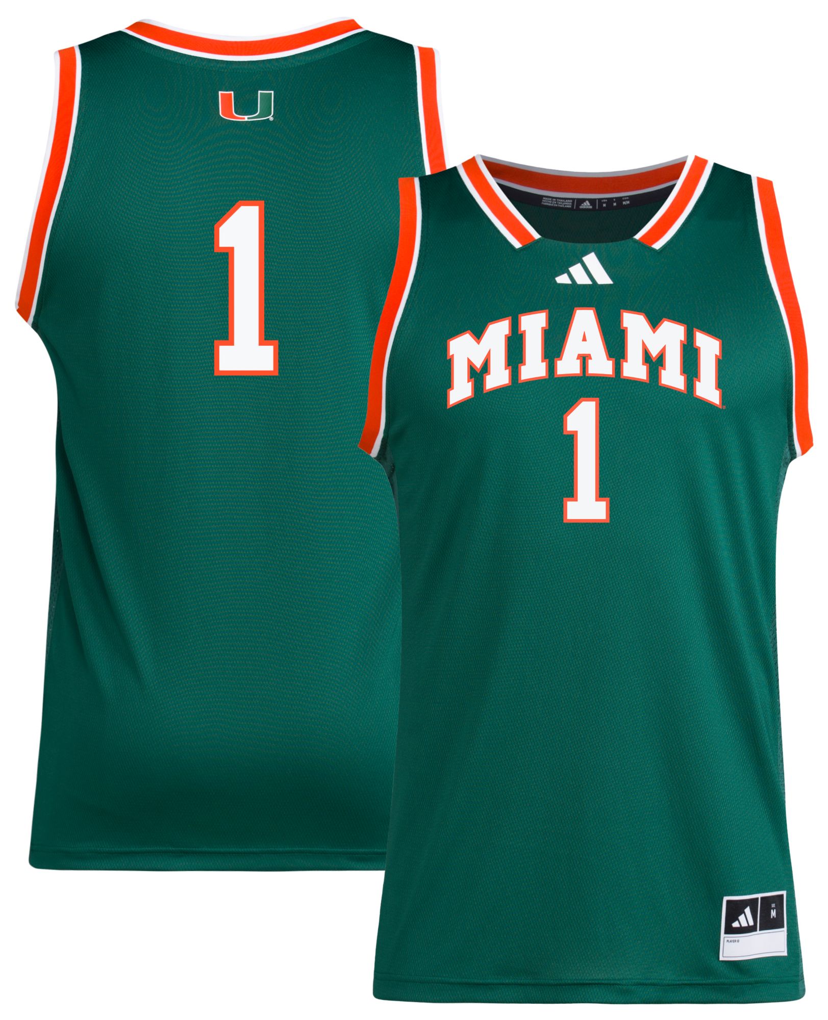 adidas Men's Miami Hurricanes Green Swingman Jersey product image