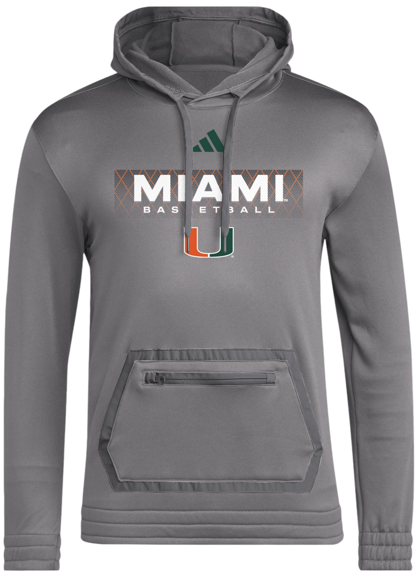 adidas Men's Miami Hurricanes Grey Team Pullover Hoodie product image