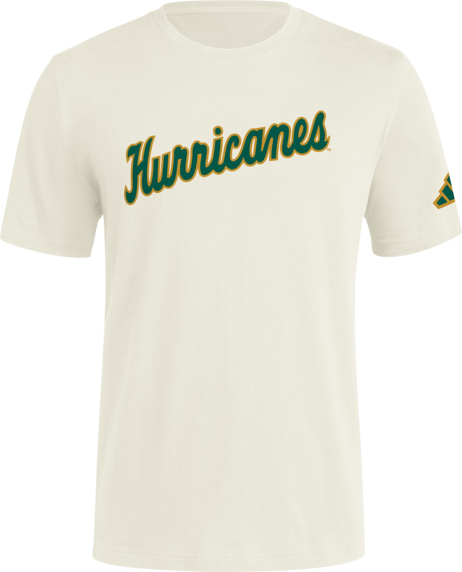adidas Men's Miami Hurricanes Cream White Wordmark T-Shirt product image