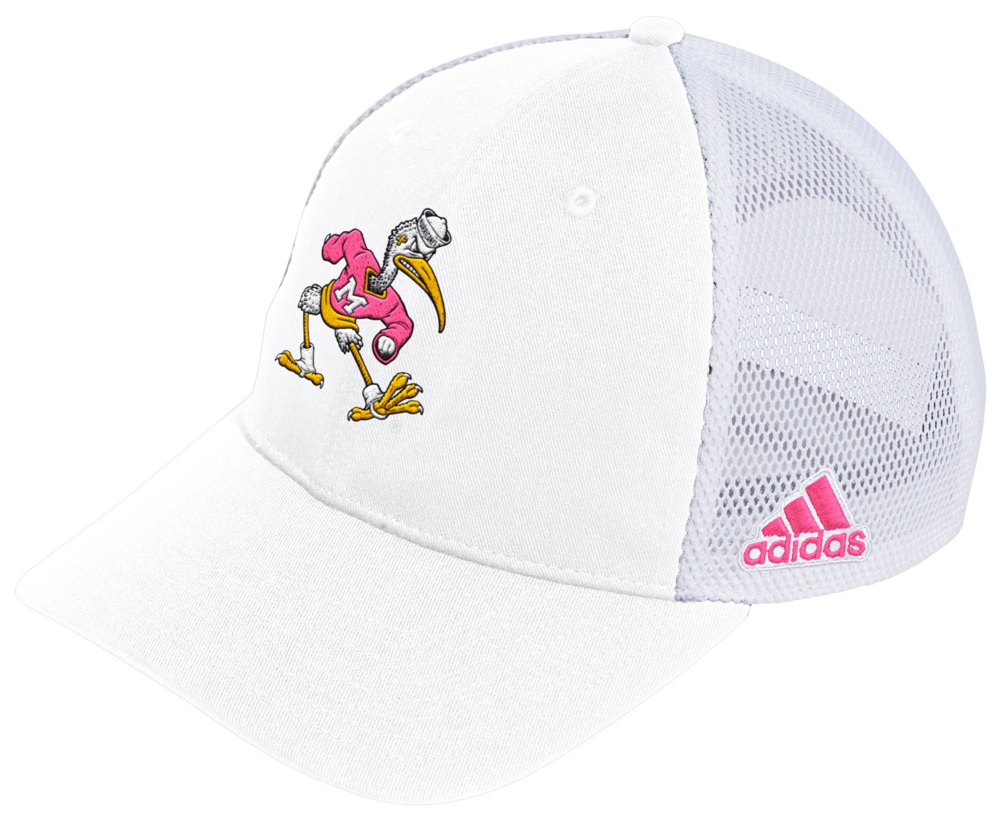 adidas Men's Miami Hurricanes White Sebastian Adjustable Trucker Hat product image